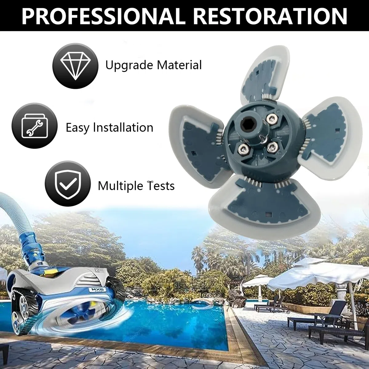 Pieza de Repuesto para Limpiador de Piscina MX6/MX8, Afinación Eje Transmisión Limpiador Piscinas Piezas Repuesto Limpiador Piscinas Montaje del Motor R0796200 Accesorios para Piscinas