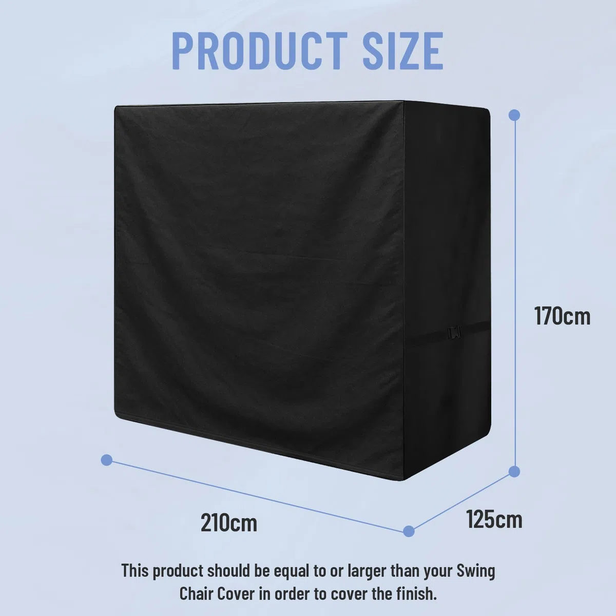 Funda para columpio de Hollywood, 210 x 125 x 170 cm, resistente al invierno, 3 – 4 plazas, resistente a desgarros, tejido Oxford para muebles de jardín, columpio de jardín (negro)