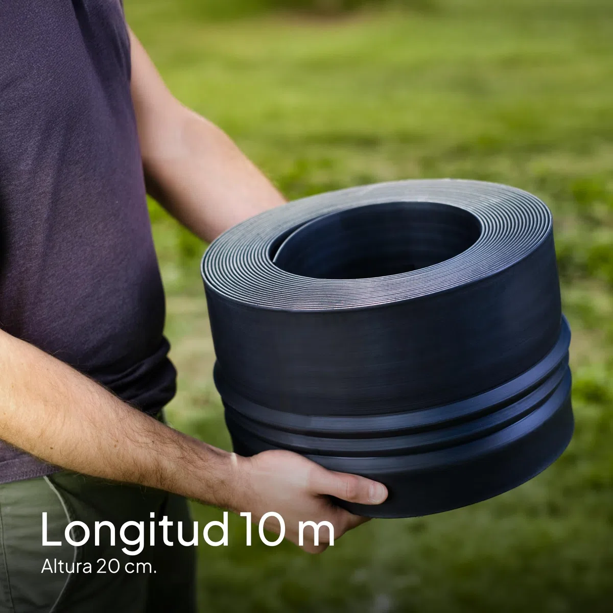 UNIGARDIA Flexible Borde Jardín Exterior 10 m, Altura 20 cm - Borde para Césped de Plástico Reciclado, Fácil Instalación, Duración mínima de 30 años, Suficientemente Fuerte Bordura Jardín, Negro