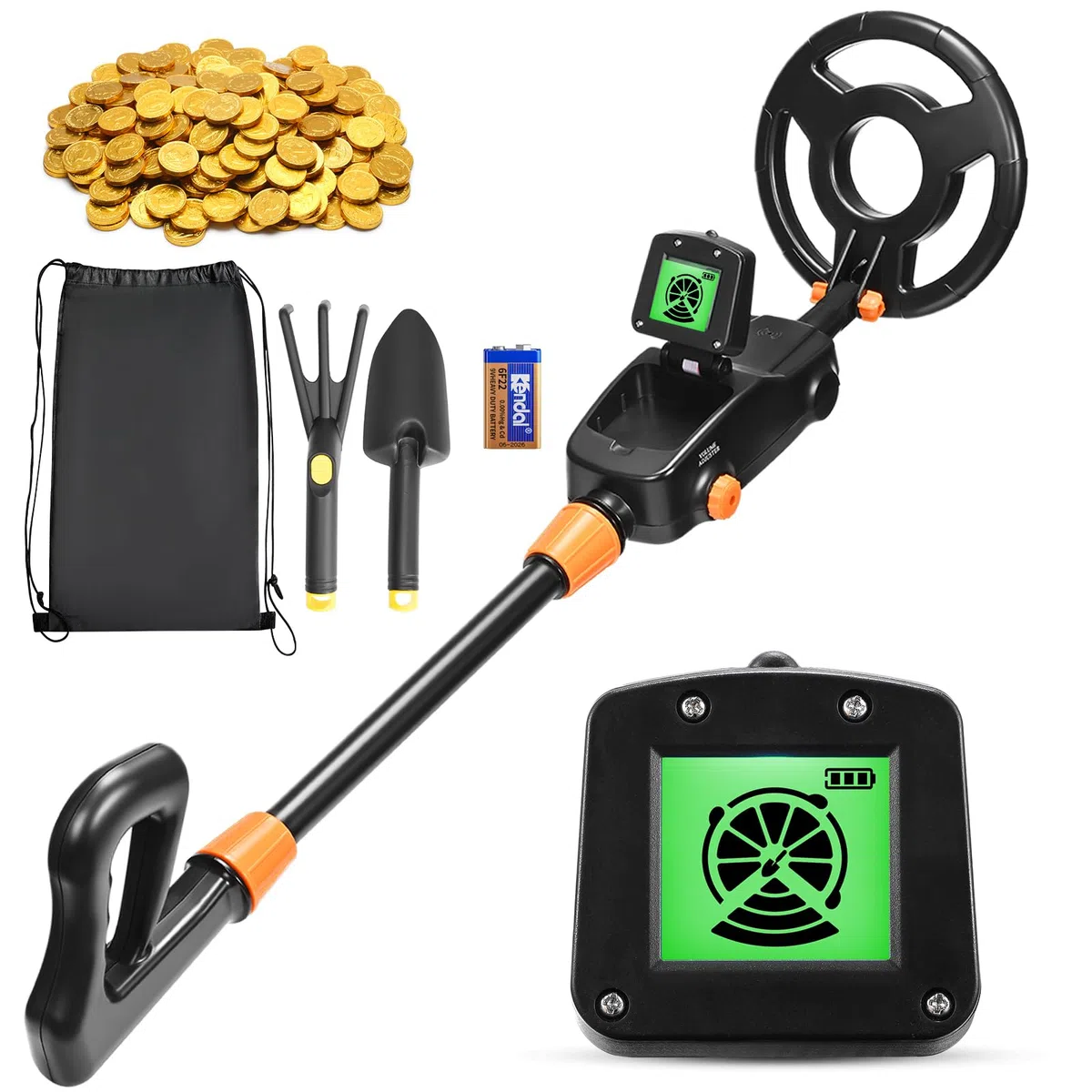 Detector de Metales Niños, Detector de Alta Precisión Metales con Pantalla LCD, Detector de Metales Muy Sensible con Bobina de Investigación Impermeable para Niños Exploración