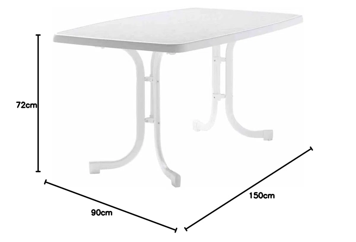 Sieger 153/W - Mesa de Comedor para Exterior (Acero), Color Blanco, 150 x 90 cm