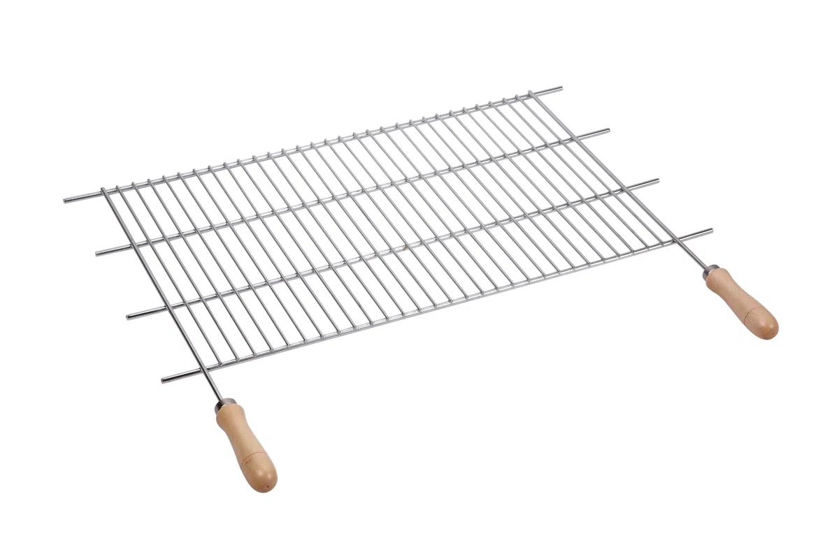 Sauvic 02475 - Parrilla Barbacoa zincada Recortable, con Mangos de Madera, 80 x 40 cm