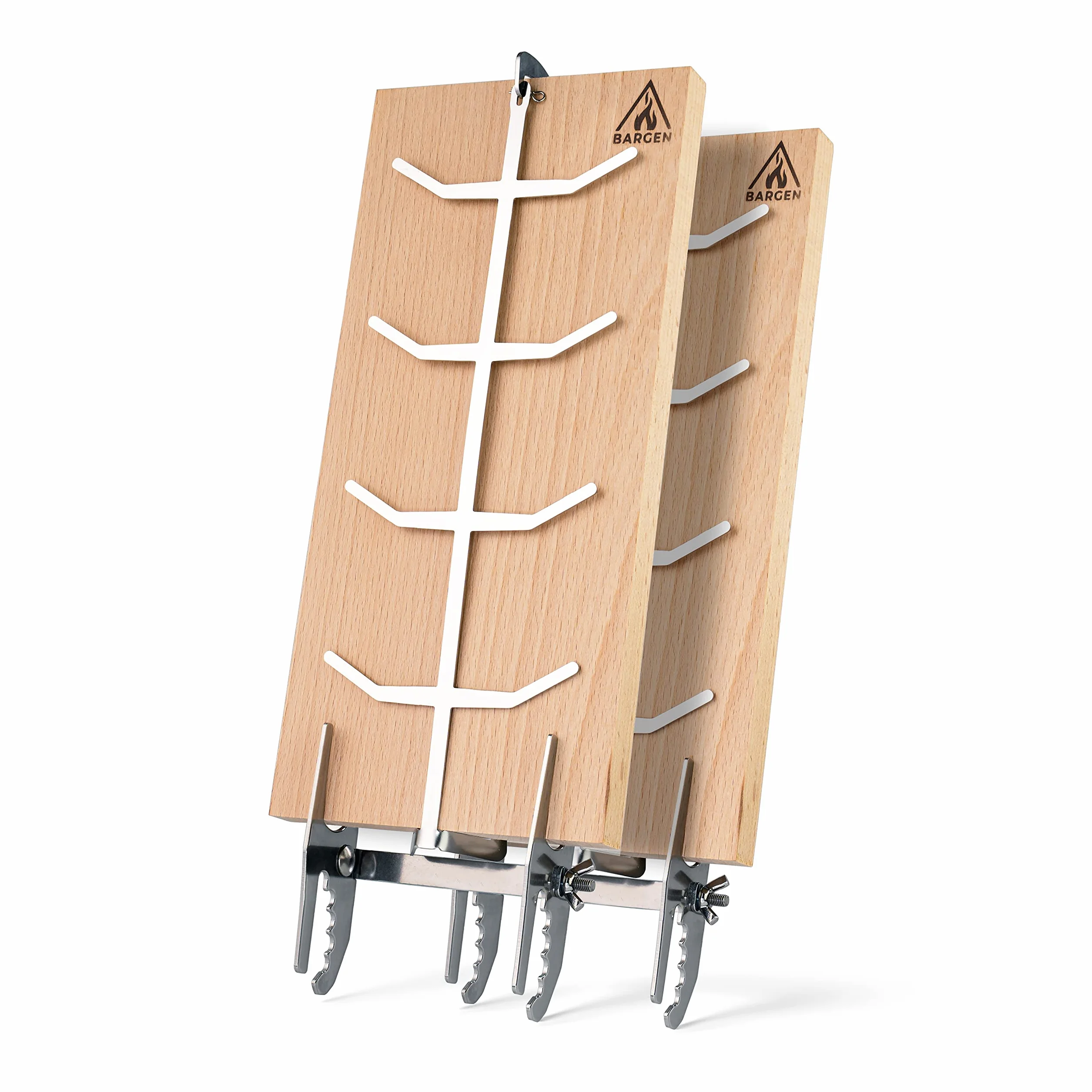 Bargen Tablas de salmón con soporte estable de acero inoxidable, 32 x 15 cm, accesorios para barbacoa para braseros y barbacoas esféricas (juego de 2)