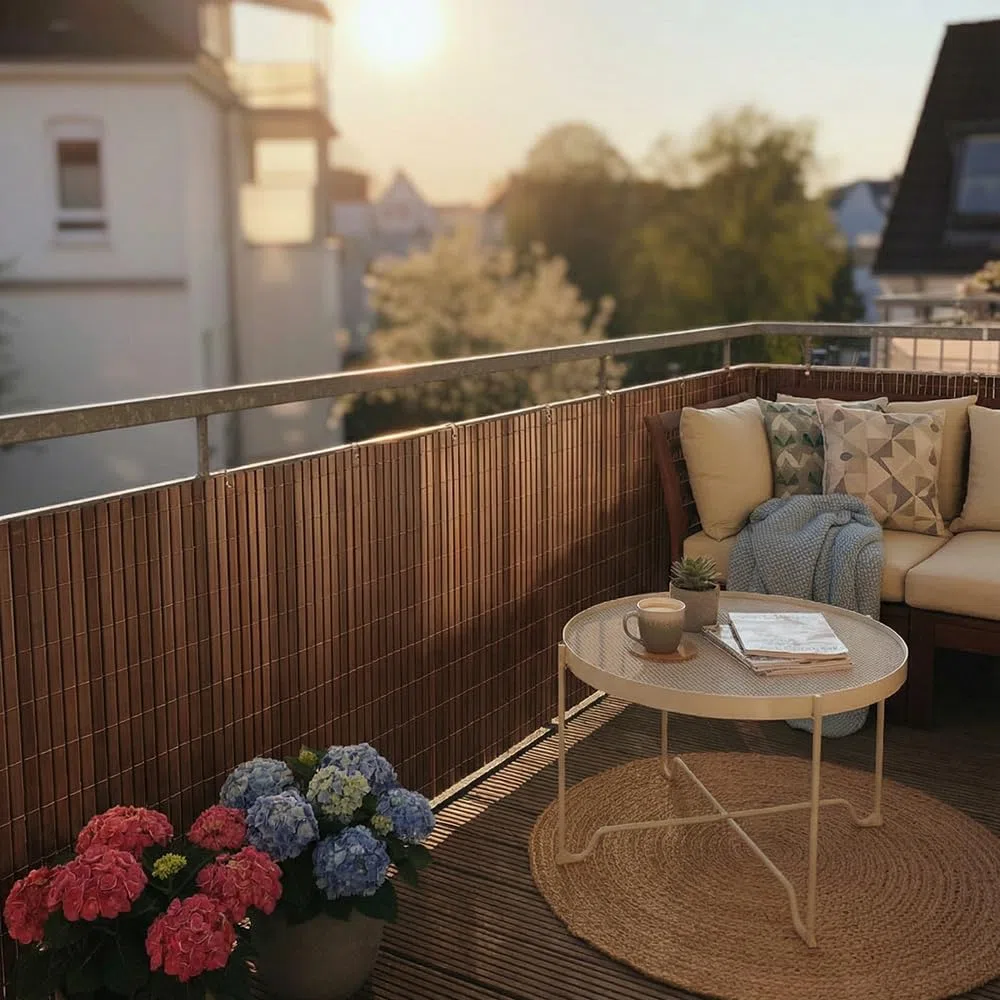 Mazovia Malla de Ocultación PVC 100x300 cm, Marrón, Ocultación Balcón, Terraza, Jardín, Resistente a la Intemperie y a Los Rayos UV, Moderno Pantalla de Privacidad, Todo el Año, Sin Taladrar