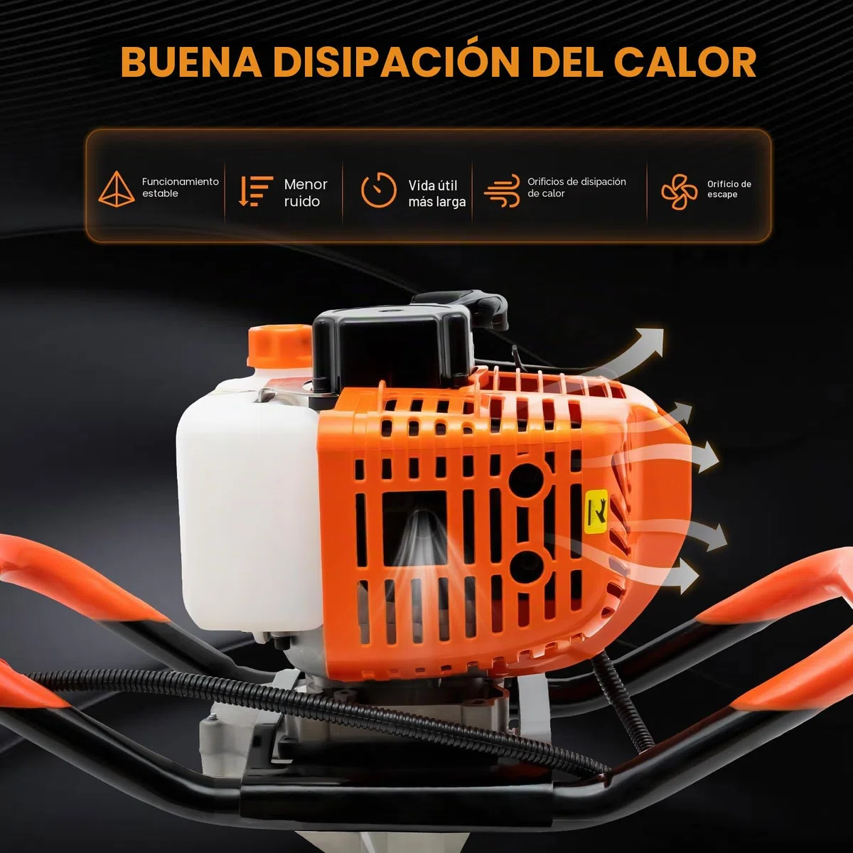 Ahoyadora Gasolina 52cc, Motor de 2 Tiempos, Taladro de Gasolina con 3 Brocas de 4/6/8 Pulgadas, Taladro de Tierra Ahoyador Gasolina