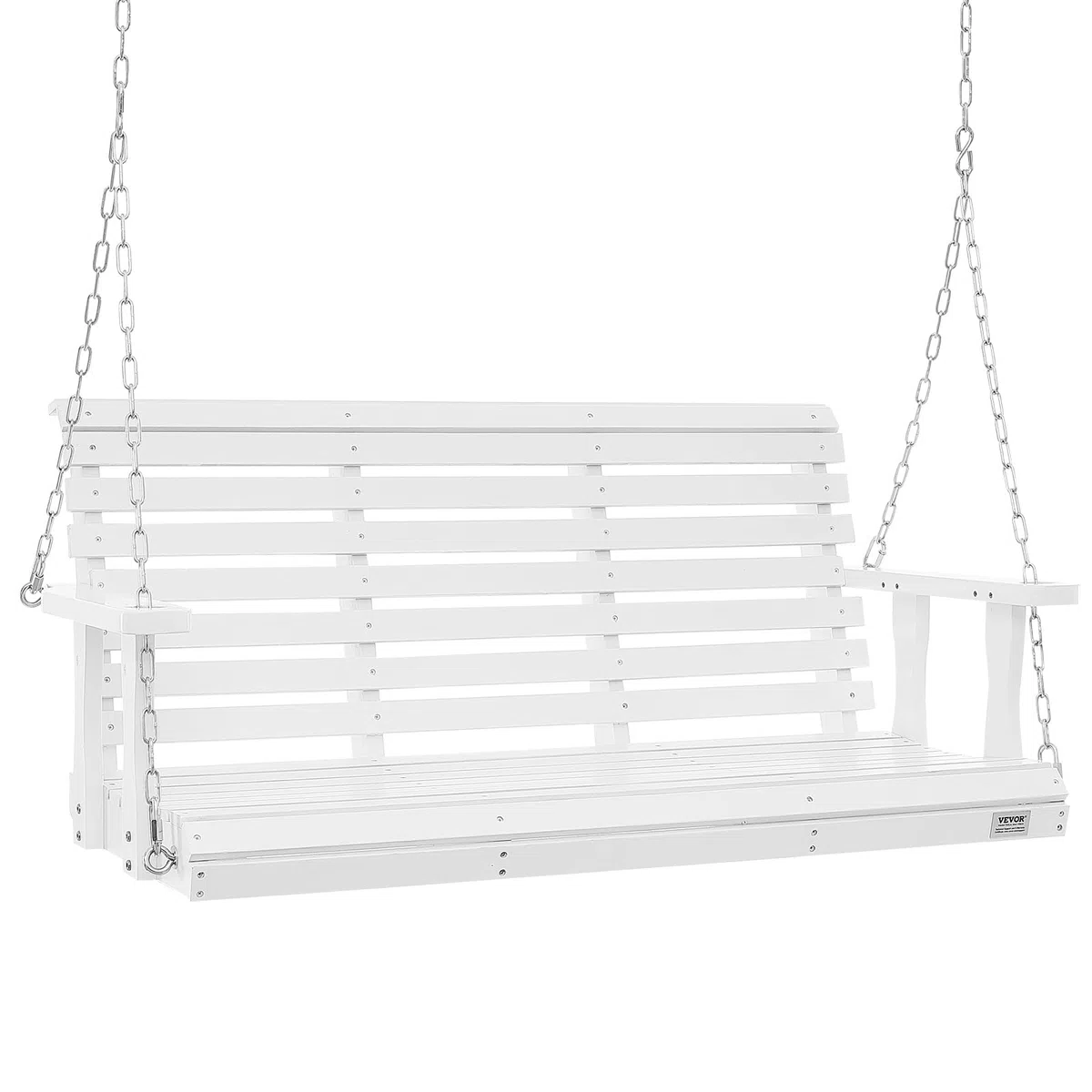 VEVOR Columpio de Madera para Porche de 4,5 '', Columpio de Banco para Patio y Jardín, Capacidad de Carga Fuerte Mejorada de 880 Libras, Banco de Silla con Cadenas Colgantes, Marrón Carbonizado