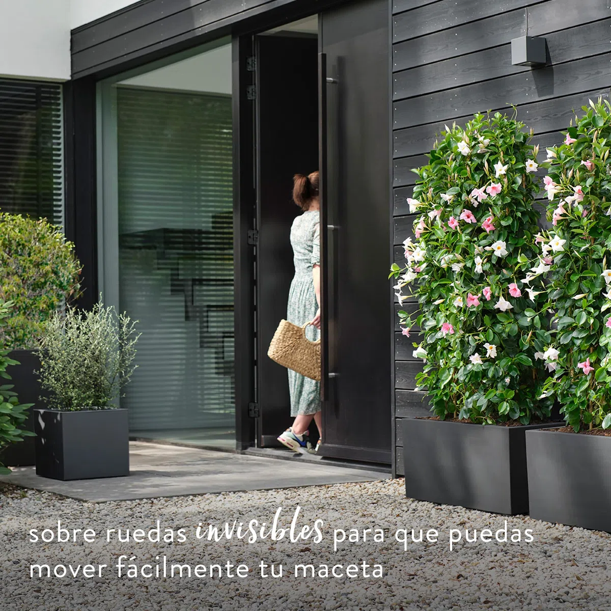Elho Vivo Next Square 30 - Jardinera por Interior y Exterior - Ø 29.5 x H 29.5 cm - Living Black | 29,5 x 29,5 x 29,5 cm (largo x ancho x alto). Apto para uso en interiores y exteriores. Plástico 100% reciclado