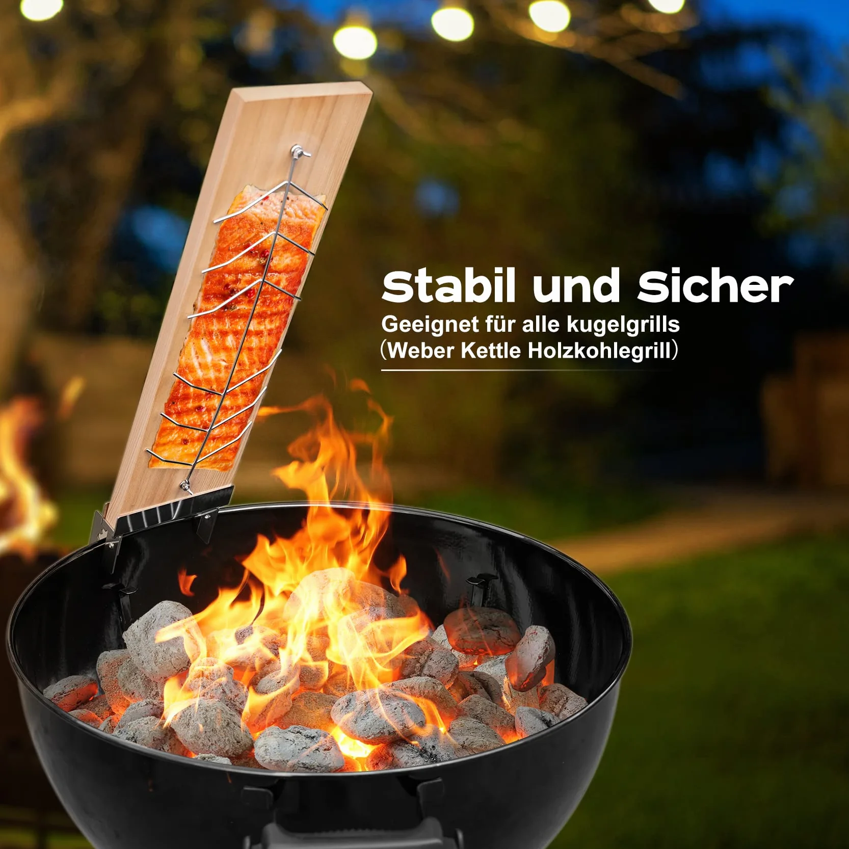 onlyfire Tablas de Salmón Flameado 2 Piezas, con 2 Juego de Fuerte Soporte de Acero Inoxidable Ajustable,Tablero de Incienso de Cedro Rojo Natural para Filetes de Salmón, Brasero y Barbacoa
