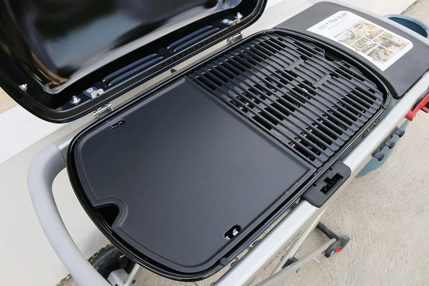Denmay Plancha de hierro fundido para Weber Traveler Compact, parrilla de gas portátil, placa de fundición para exteriores, pieza de repuesto para Weber Traveler Compact, placa de parrilla de repuesto