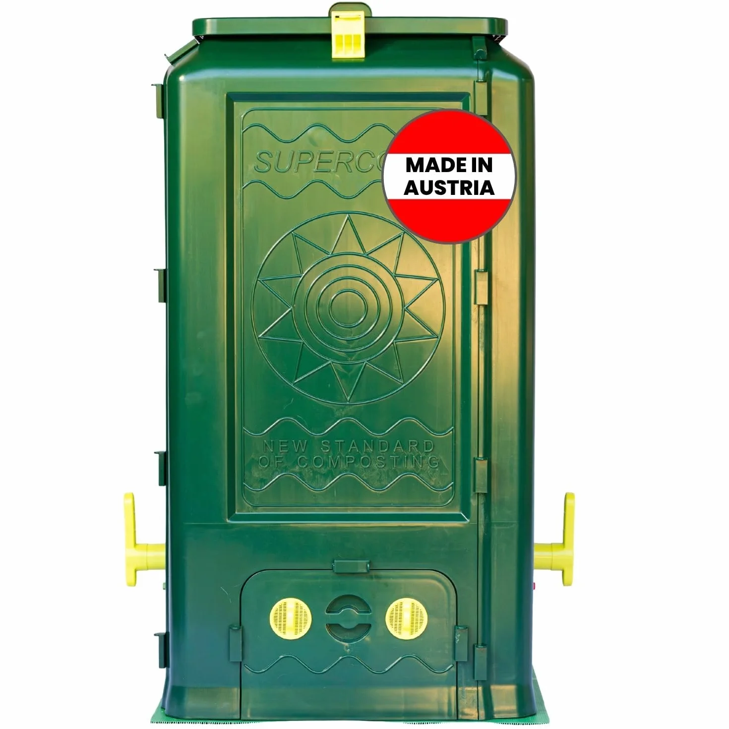 Compostador de Jardín 350L – Protección Total Anti Ratas, Compostaje Sin Malos Olores, Aeración Vertical, Compost Rápido, con Base