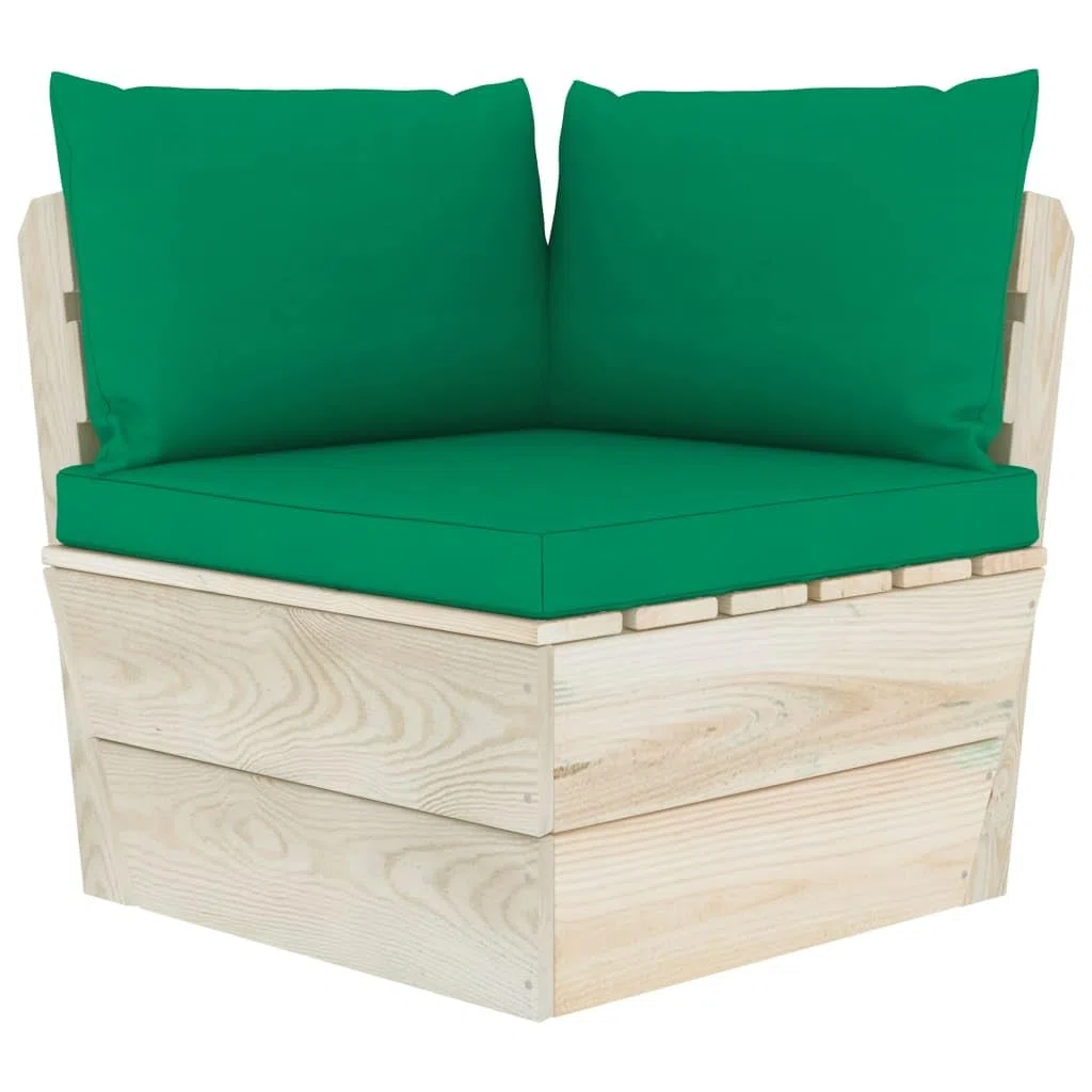 vidaXL Abeto Impregnado Sofá de Esquina de Palets de Jardín Cojines Asiento Silla Sala de Estar Salón Terraza Patio Seccional Exterior Balcón Estable