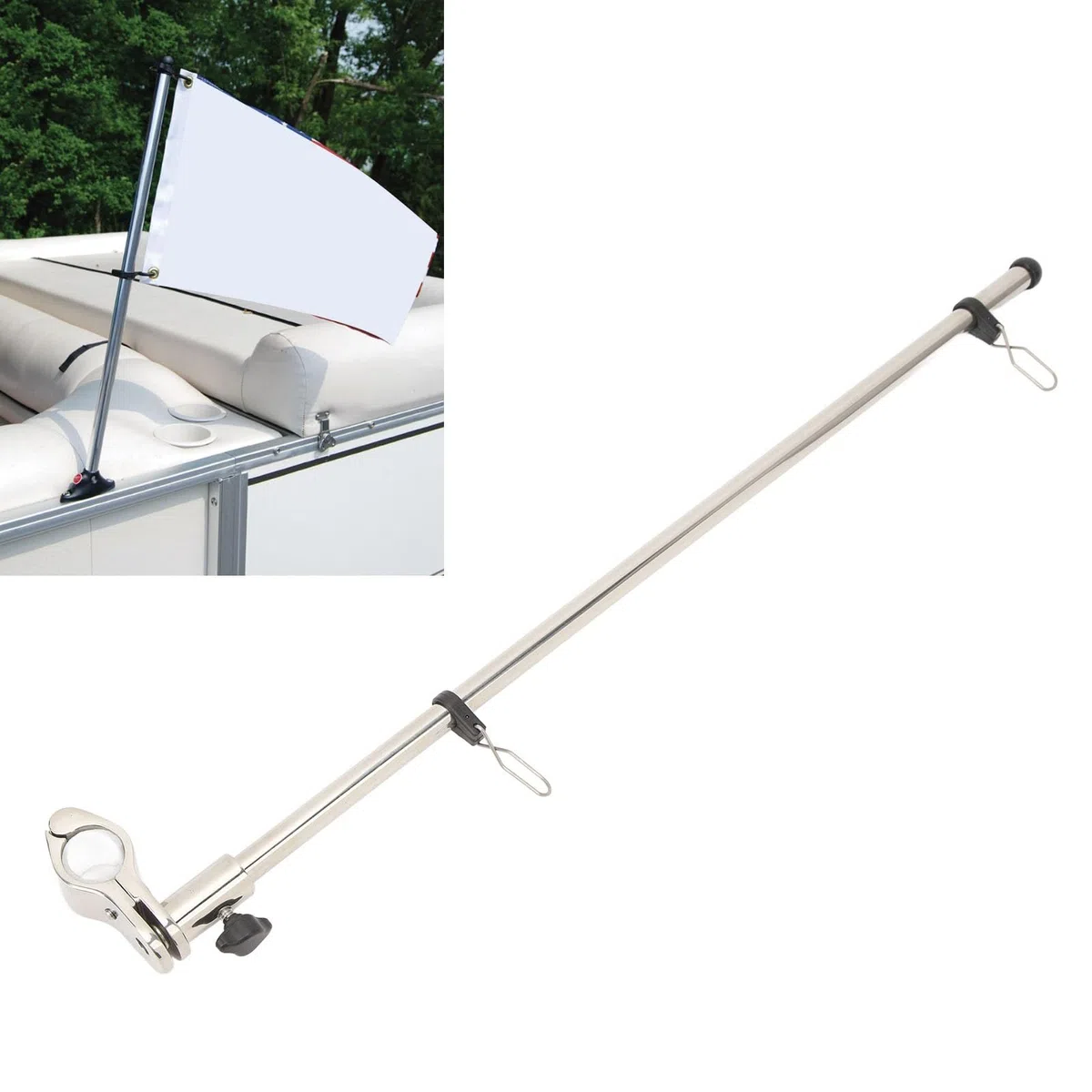 Mástil para banderas de barco, mástil marino con base, mástiles telescópicos de acero inoxidable, kit de mástil para banderas de barco, soporte para banderas, soporte para mástil para el hogar, yates