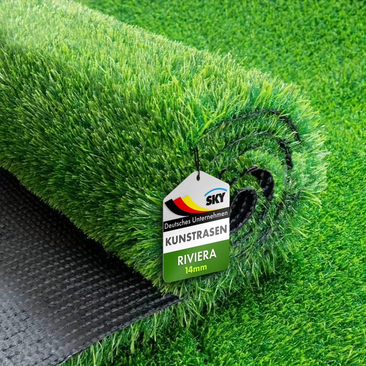KARAT Sky Césped Artificial – Alfombra resistente a la intemperie para exteriores, para balcón, terraza y jardín – Premium Class – Riviera – Altura del pelo: 14 mm – 200 x 150 cm