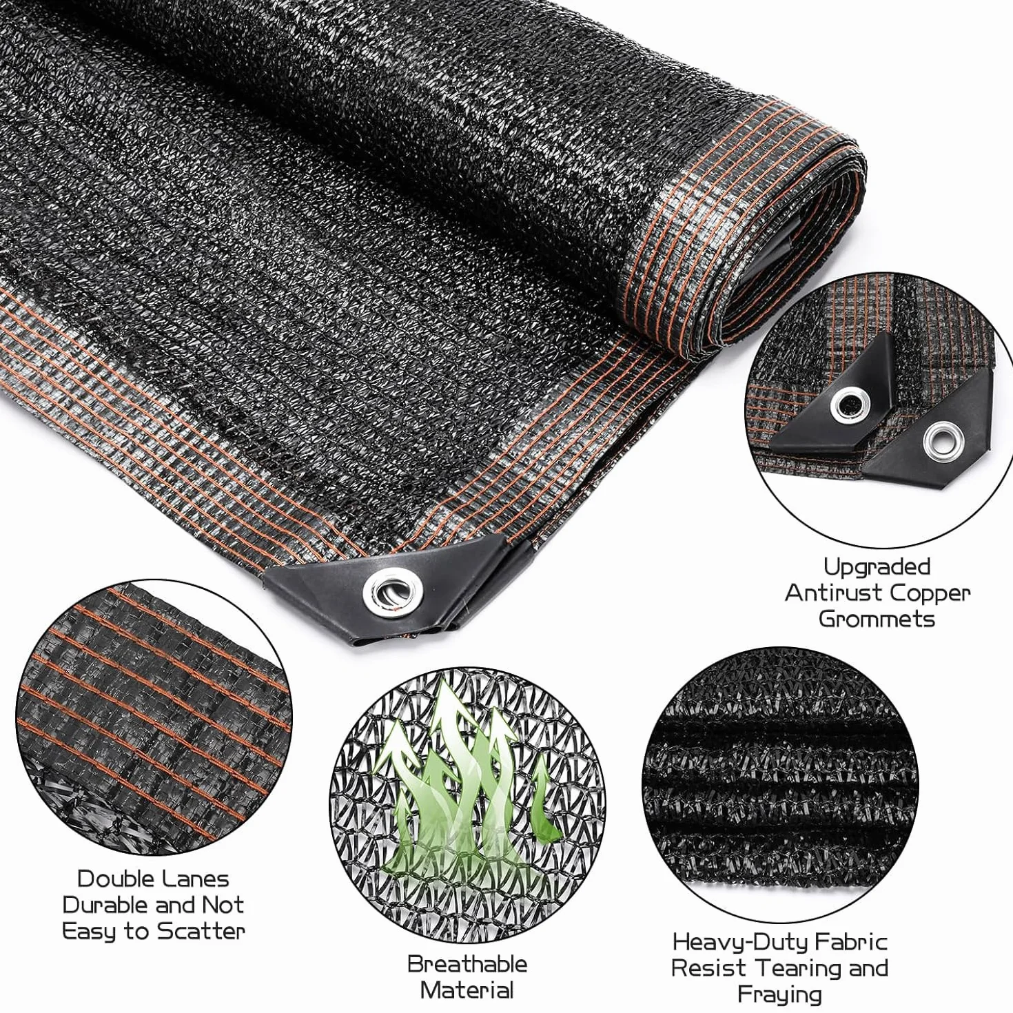 Red de sombra de 4 x 5 m, 90 % con ojales, tela de sombra con ojales, para jardín, pérgola, plantas de patio, invernadero, gallinero