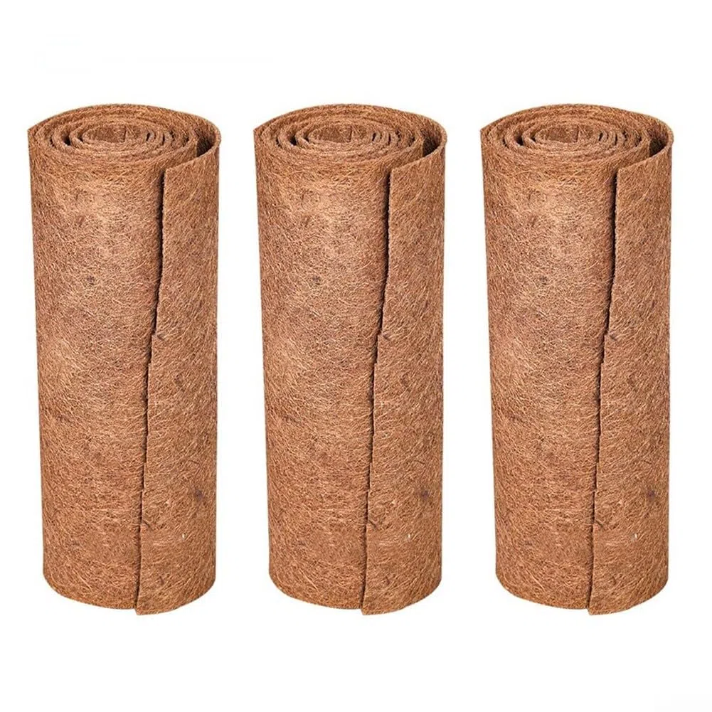 Tapete de coco, 3 unidades de rollo de forro de coco natural de coco almohadilla de fibra de coco forro de fibra de palma de coco forro de cesta colgante para caja de ventana y canales de pared (40 x