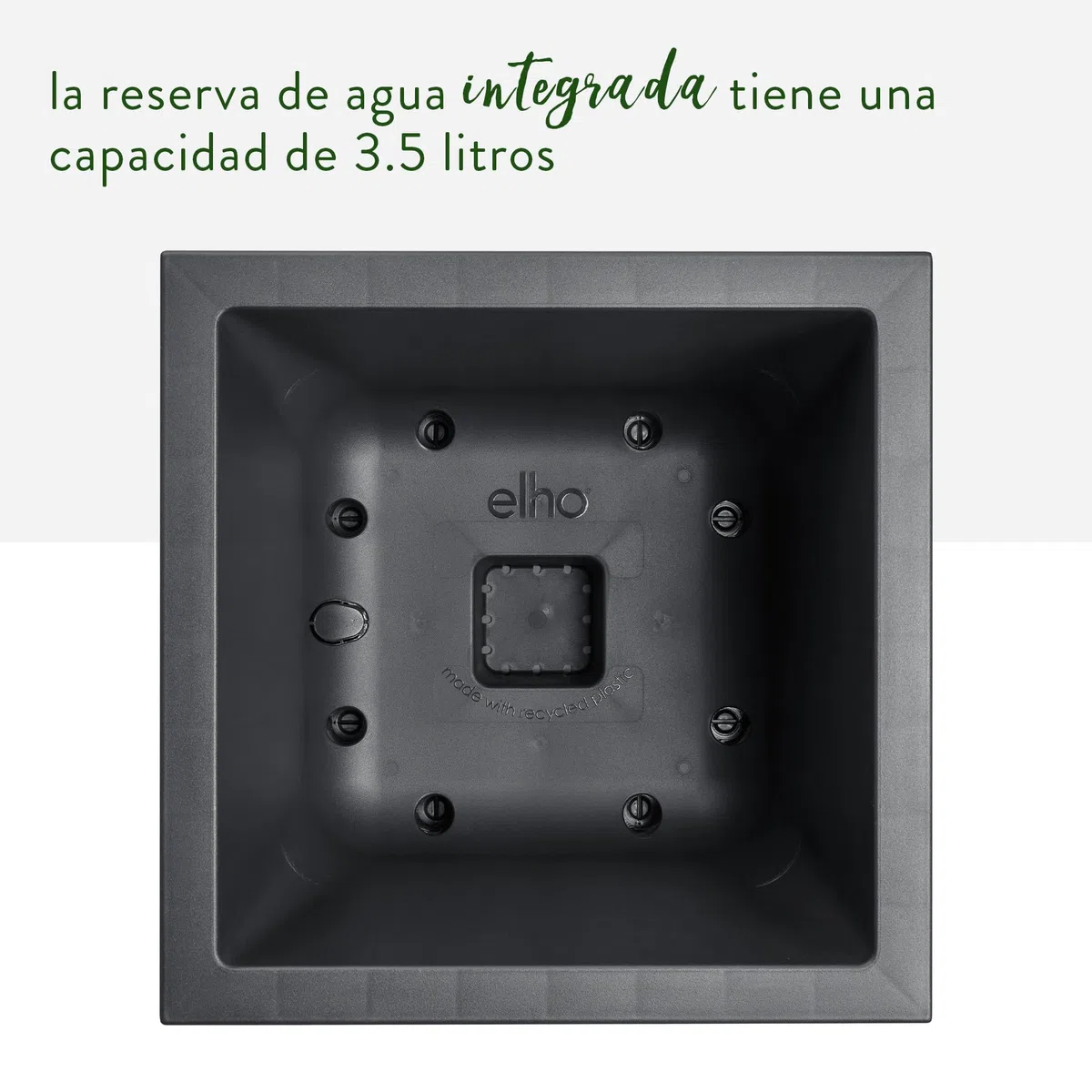 Elho Vivo Next Square 30 - Jardinera por Interior y Exterior - Ø 29.5 x H 29.5 cm - Living Black | 29,5 x 29,5 x 29,5 cm (largo x ancho x alto). Apto para uso en interiores y exteriores. Plástico 100% reciclado