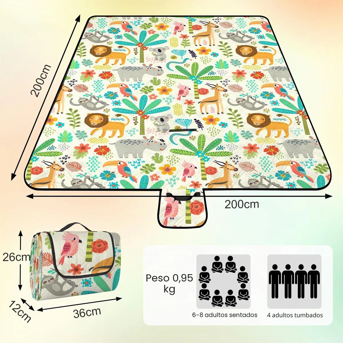 Manta de picnic extragrande lavable de 3 capas, impermeable, plegable, 79 x 79', manta para niños al aire libre, portátil, compacta, para camping, playa, viajes, a prueba de arena (ZQ0034)