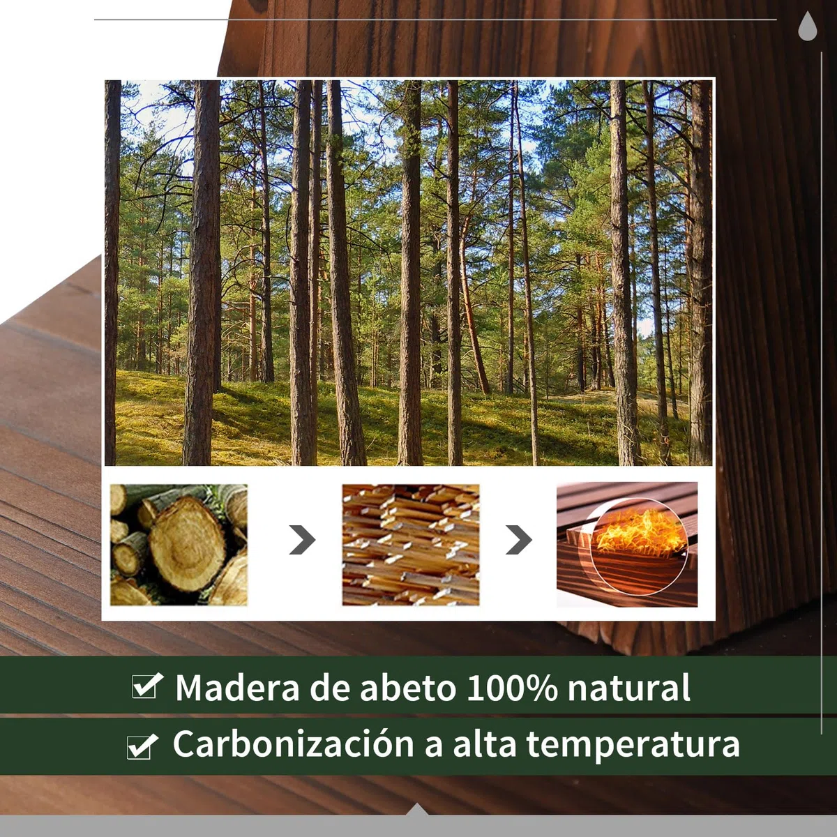 Outsunny Fuente de Agua de Madera Fuente de Jardín en Cascada de 2 Niveles con Bomba Eléctrica y Salida de Agua Ajustable para Decoración Patio Terraza 44,5x44,5x58,5 cm Natural