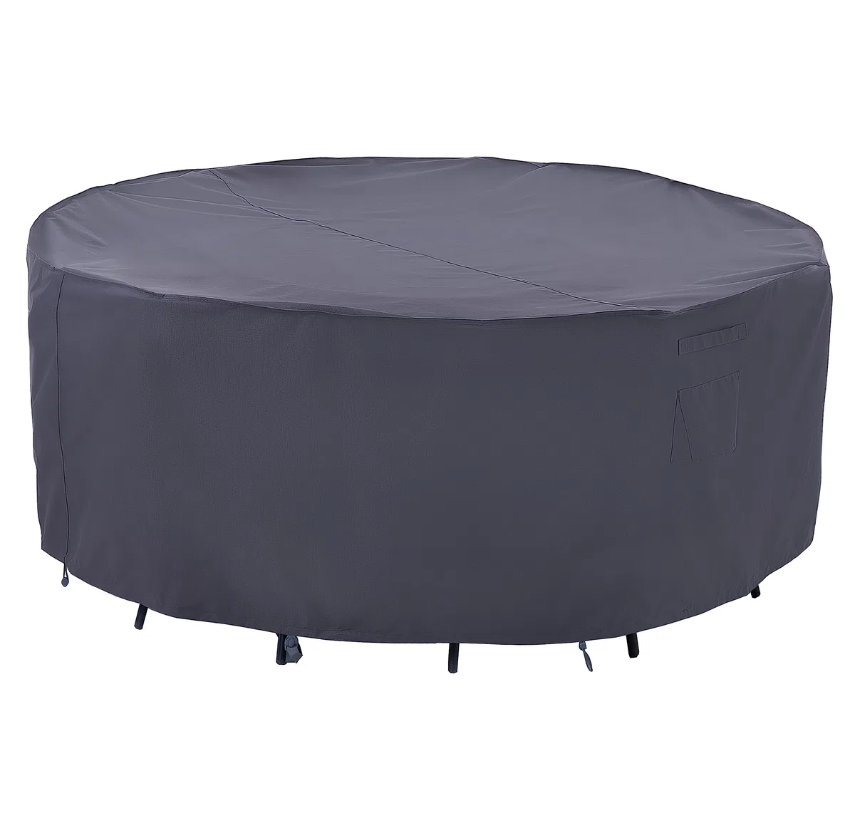 F&J Outdoors Funda Protectora para Mesas de Jardín, Impermeable Robusta, Resistente al Desgarro, Protección contra Nieve y UV, Redonda, Resistente al Clima de Verano e Invierno 128x71cm Gris