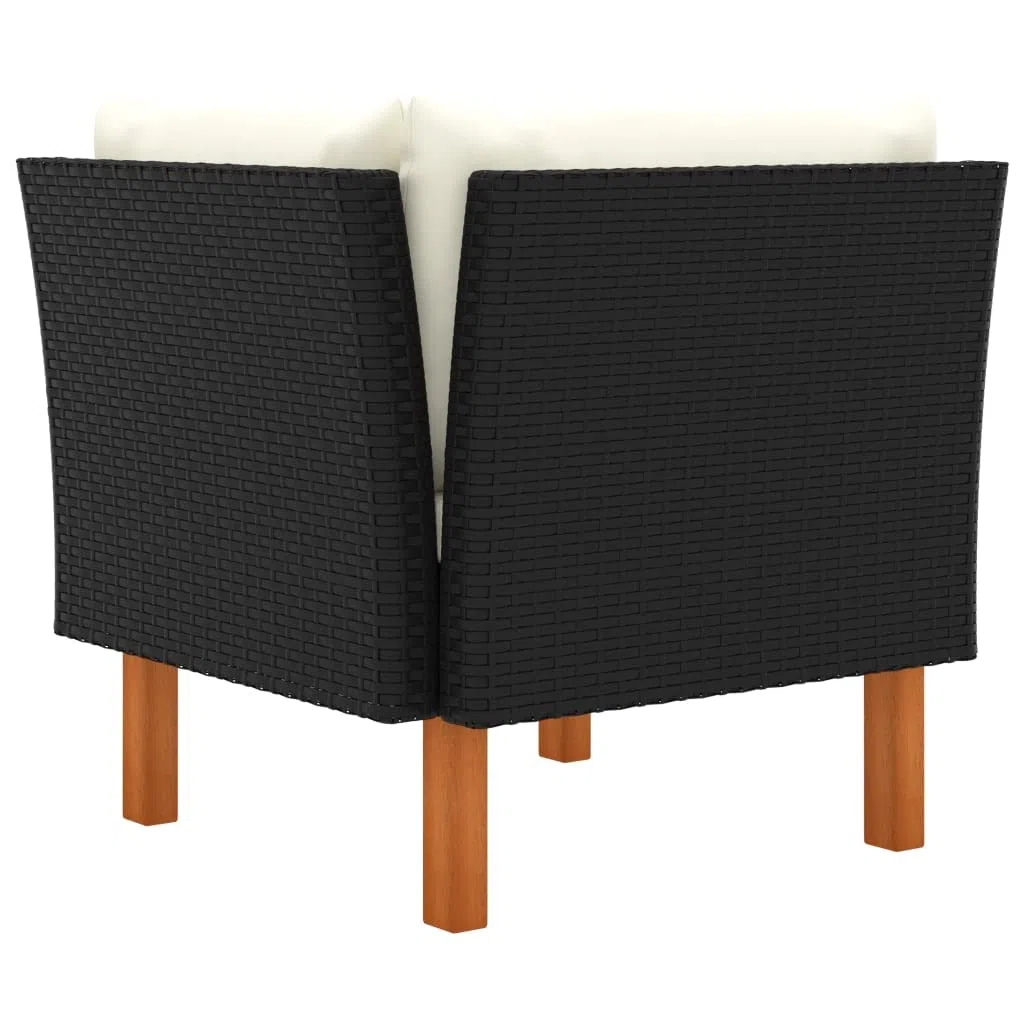 vidaXL Sofá Esquinero Jardín Patio Muebles Mobiliario Terraza Exterior Hogar Silla Asiento Acolchado de Ratán Sintético Madera Maciza de Eucalipto