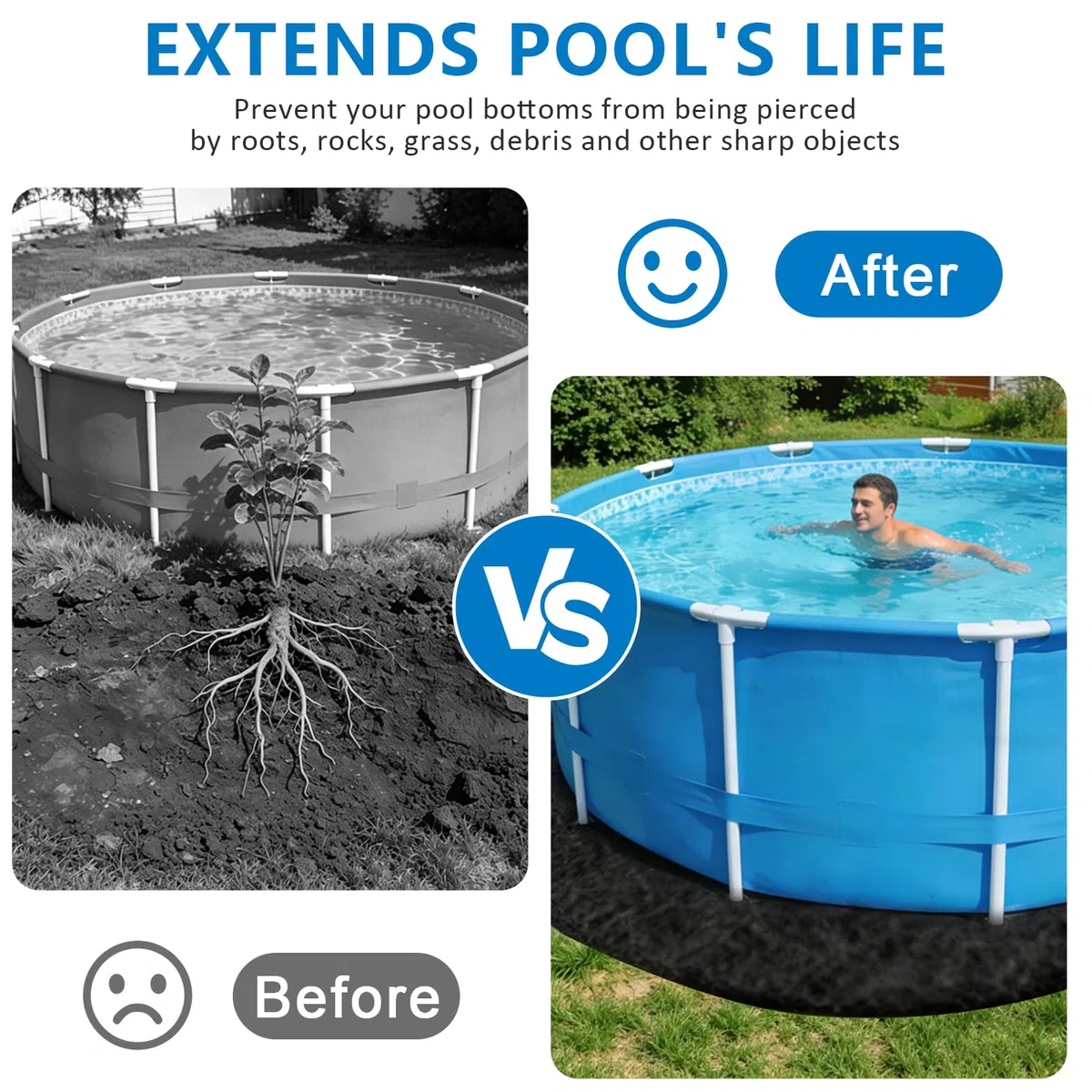 Base redonda para piscina, redonda, base para piscina exterior, lona protectora para el suelo, alfombrilla para piscina, alfombrilla de suelo precortada para piscinas de pie y jacuzzis (460 cm)