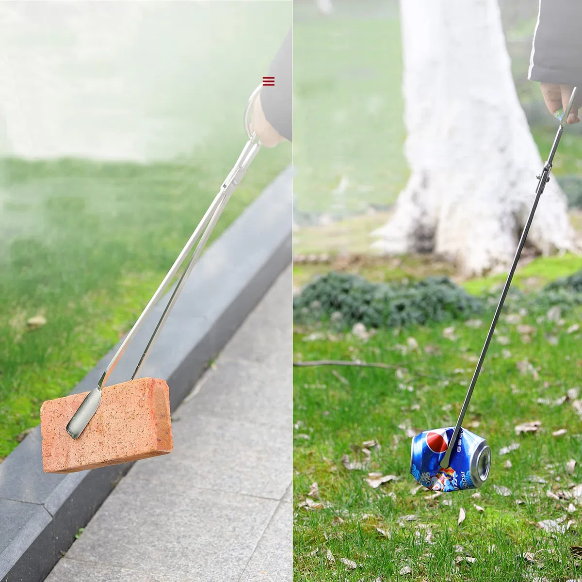 Pinzas de tijera extra largas de 62 cm, clips de basura de acero inoxidable con mango largo, recogedor de basura de gran tamaño, herramientas de recogida de carbón extendidas