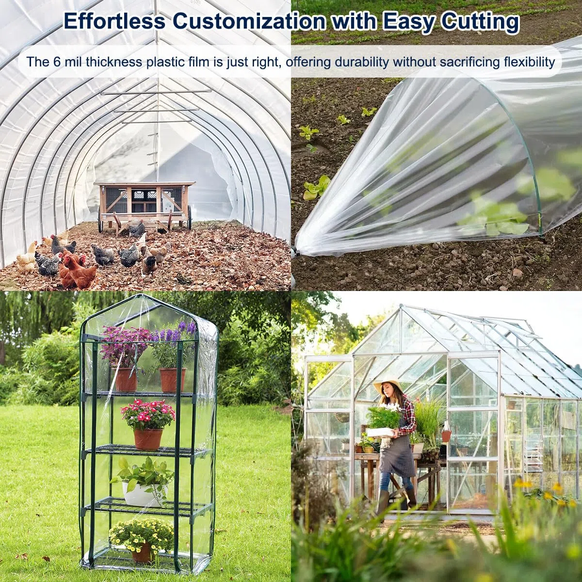 Lámina de plástico para invernadero, 10 x 30 pies, 6 mm, cubierta de plástico resistente a los rayos UV, película transparente para invernadero para granja, jardín, guardería, Henhouse
