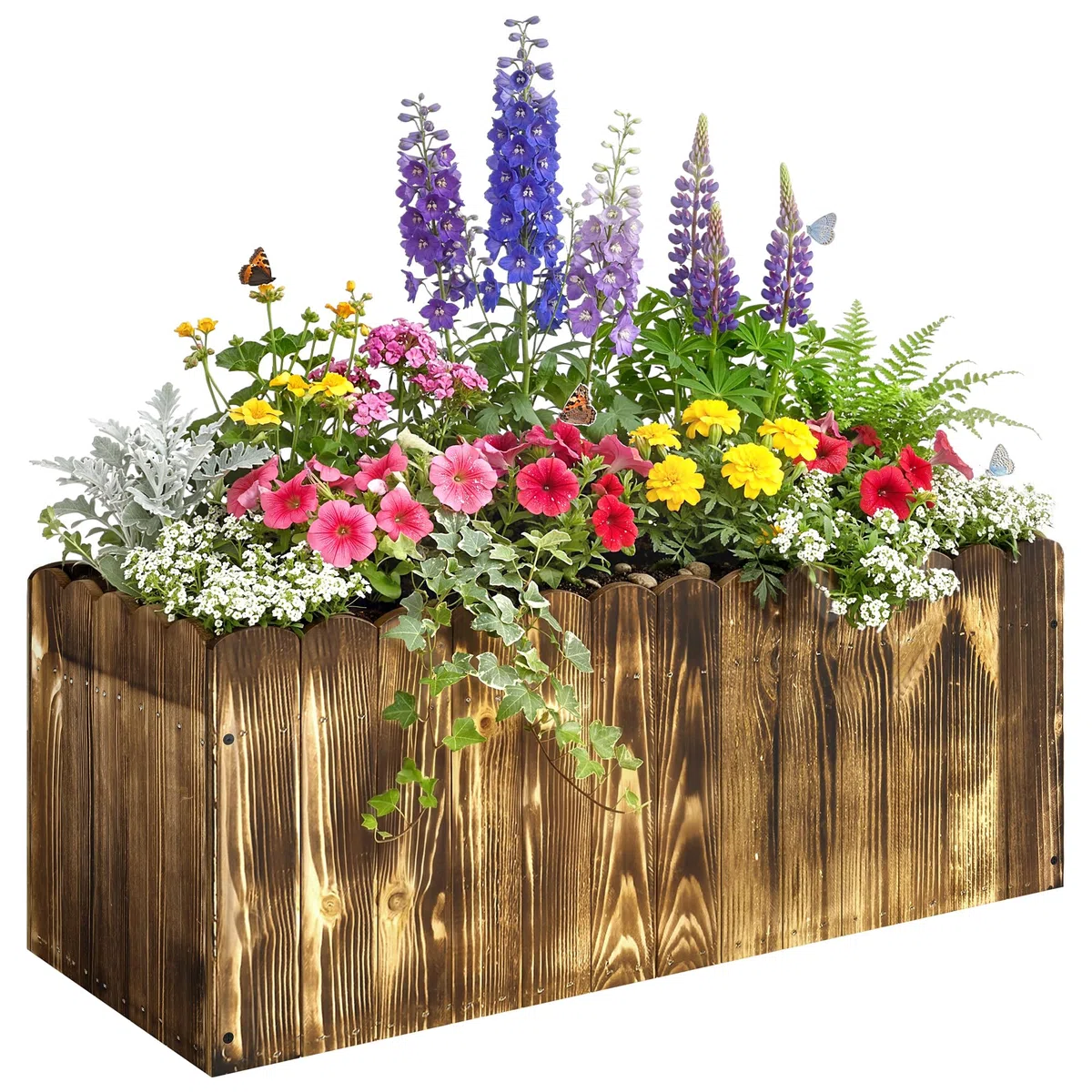 Outsunny – Jardinera para plantas - Macetero rectangular fabricado en madera de abeto - Medidas 80 x 33 x 30 cm