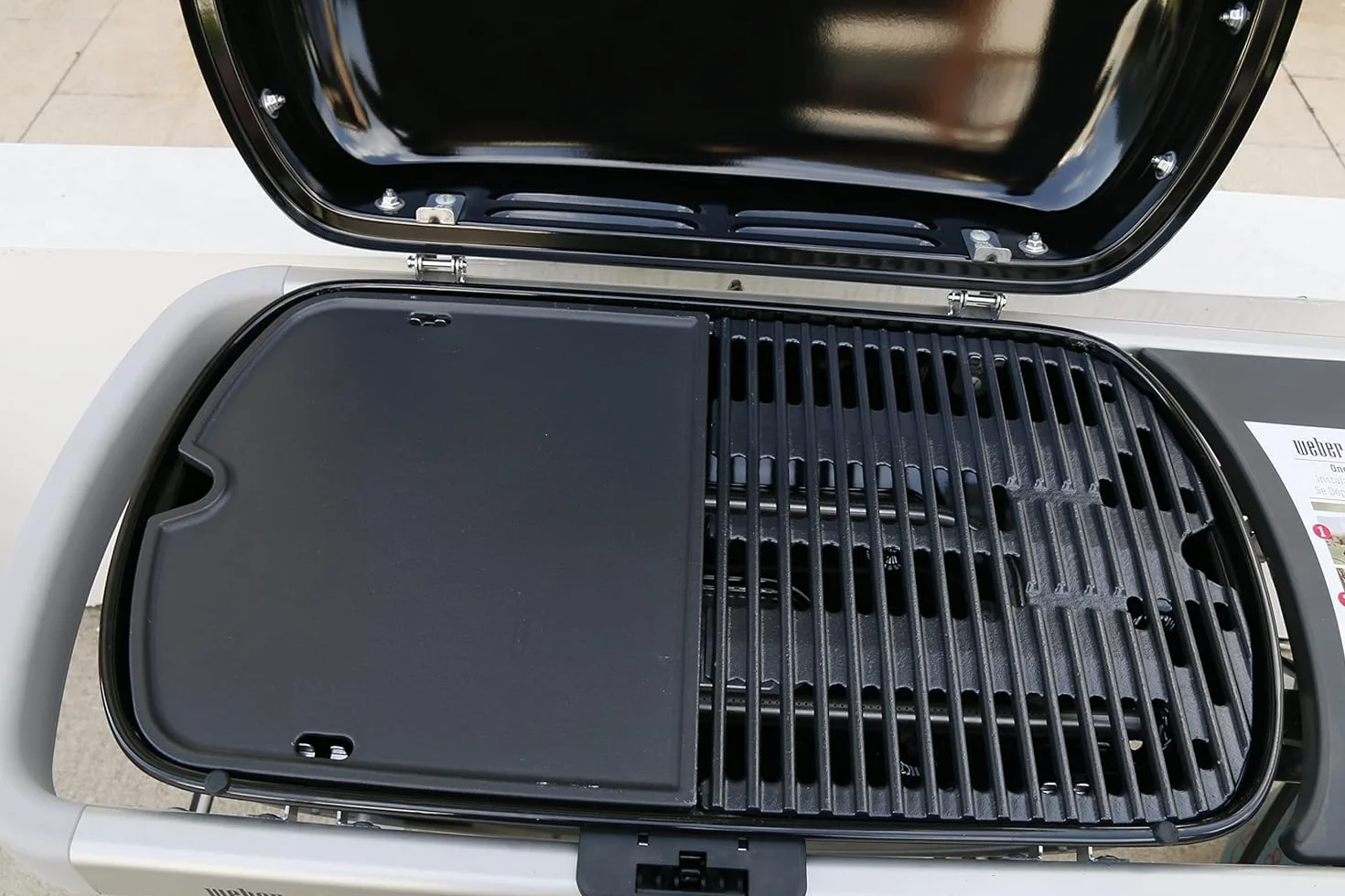 Denmay Plancha de hierro fundido para Weber Traveler Compact, parrilla de gas portátil, placa de fundición para exteriores, pieza de repuesto para Weber Traveler Compact, placa de parrilla de repuesto