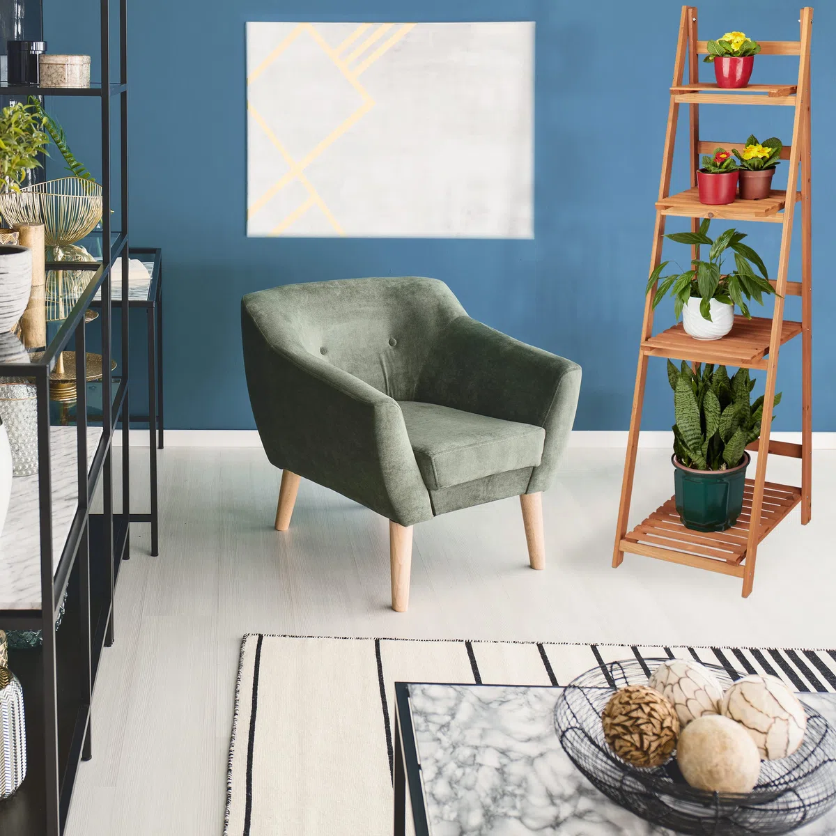 Relaxdays Estantería Escalera para Plantas de Interior, Madera, Marrón, 107,5 x 41 x 40 cm