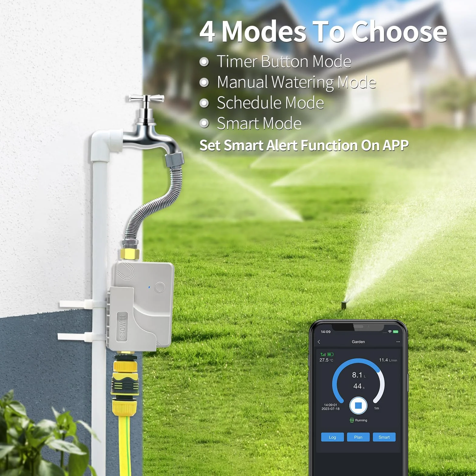 ECOWITT Temporizador de riego WFC01, temporizador de riego para sistema automático de riego por goteo, sistema de riego agrícola para plantas con control inteligente impermeable del tiempo de agua, un