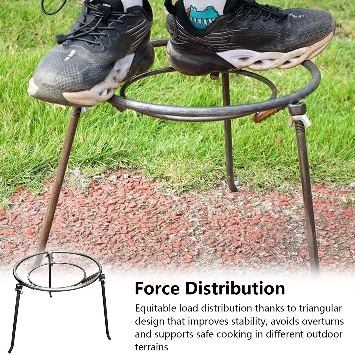 Trípode para Hoguera Trípode para Cocinar, Soporte para Ollas de Camping y Fogatas, Soporte Extraíble para Ollas, Soportes para Cocina al Aire para Camping, Accesorios para Barbacoas en el Jardín
