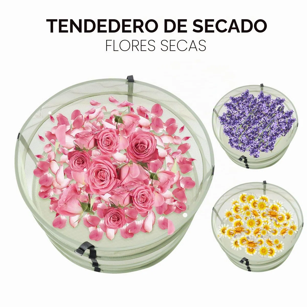 iPower 3 pies de diámetro con 6 Capas de Anillos de Acero Plegable Resistente Estante de Secado hidropónico de Malla Plegable