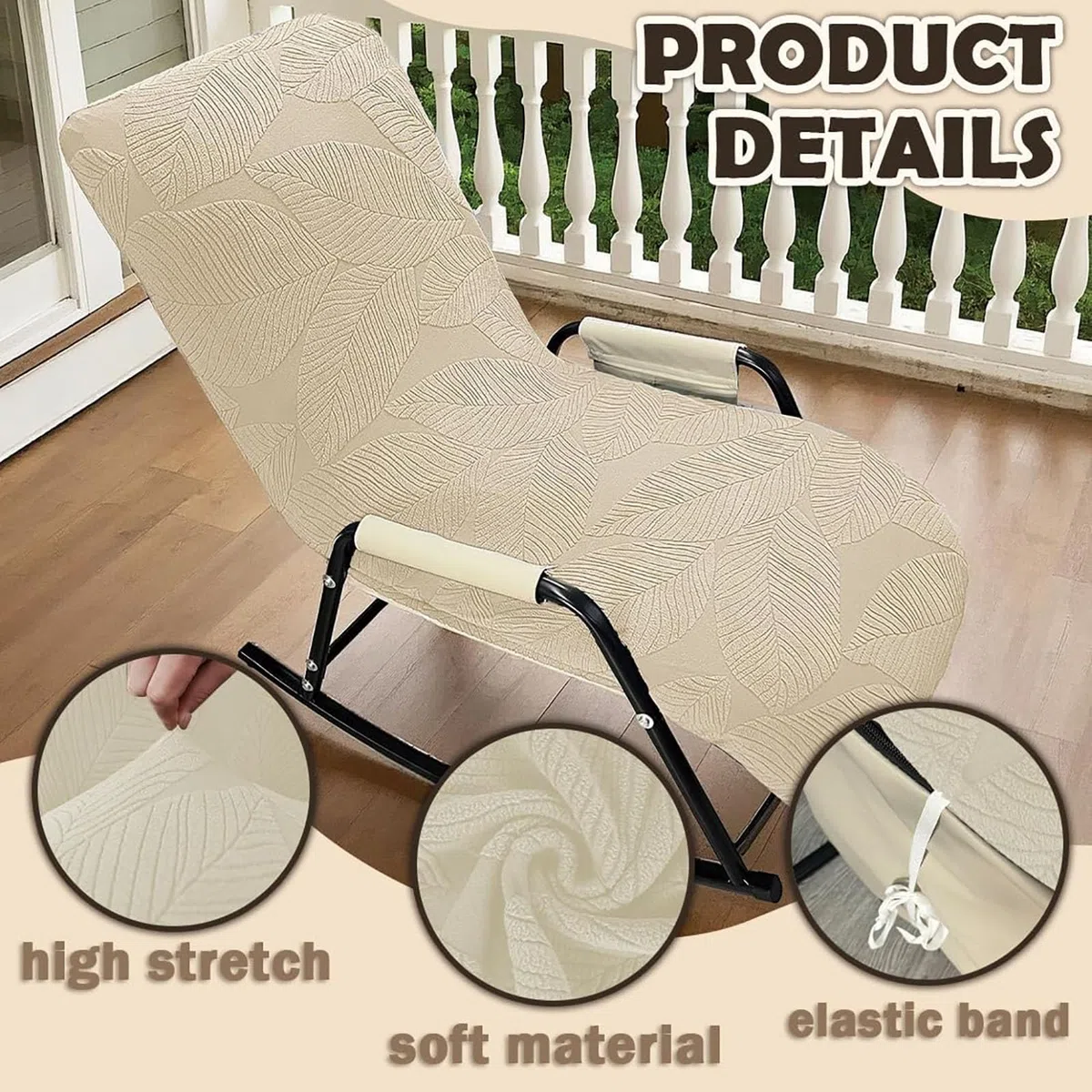 Funda para Mecedora de Exterior con Respaldo Alto Funda Sólida para Cojín de Tumbona para Muebles de Exterior Patio y Silla Funda Cubre Sillón