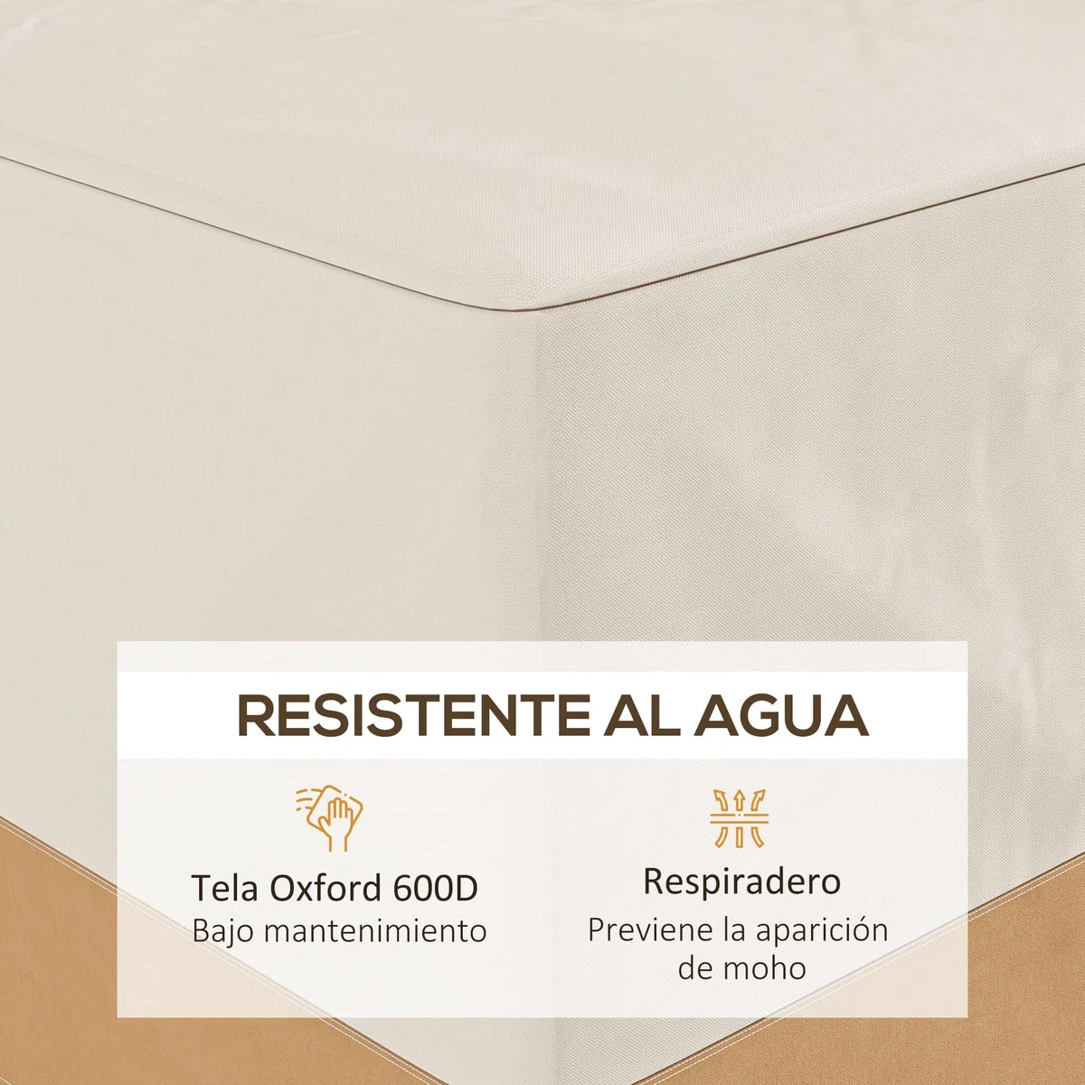 Outsunny Funda Protectora para Muebles de Jardín 275x208x78 Tela Oxford 600D Impermeable Cubierta para Sofás Mesas Exterior con 4 Ventilaciones 5 Asas y Cordón de Tracción Beige