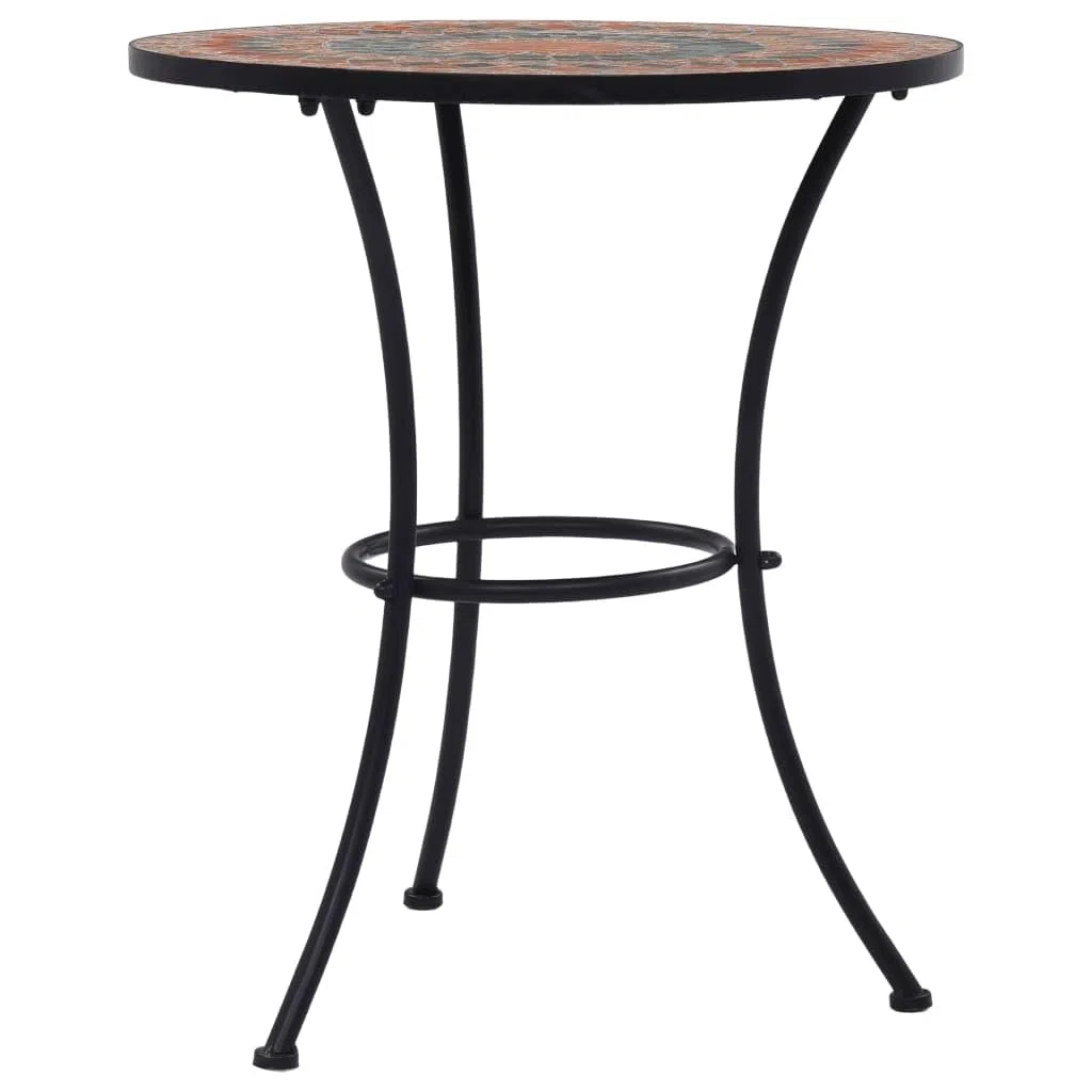 vidaXL Mesa Mosaico Cafetería Cerámica Mobiliario Estable Fuerte Robusta Duradera Resistente Funcional Práctica Útil Naranja/Gris Diámetro 60cm