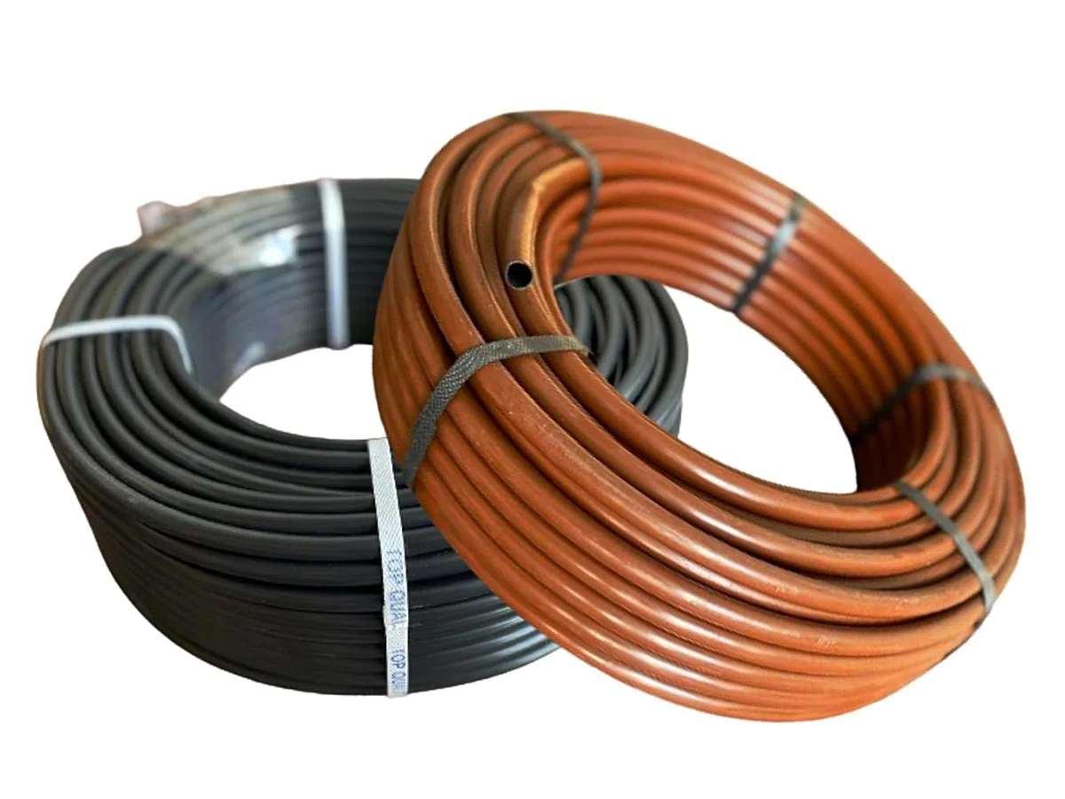 Mugar- Tuberías para Riego por Goteo de 16mm de Diámetro Marrones o Negras- Bobinas de Riego por Goteo- Tubos de Goteo de 16mm (Marrón, 100 metros)