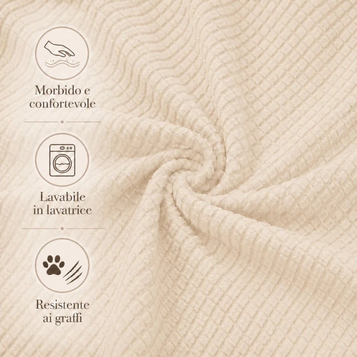 VKZ Funda de Sofá Ajustable, Cubresofa para 2 Plazas,Funda Sofá Protectora y Decorativa, Fácil de Colocar y Lavar,Beige