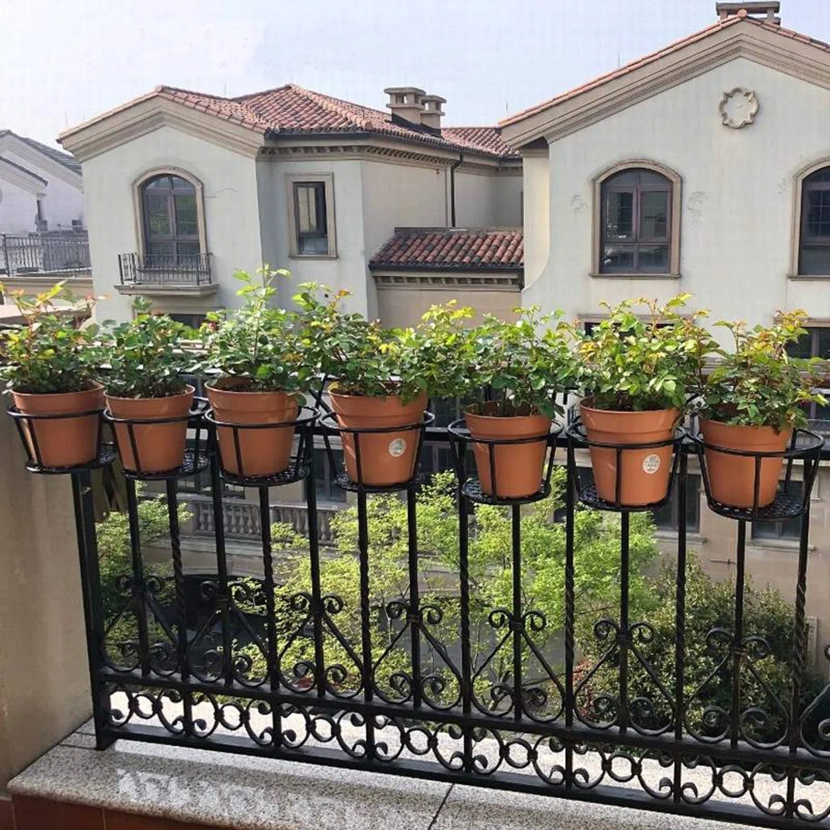 Cestas Colgantes de Hierro Forjado para jardinería, cestas Colgantes de Flores para Balcones del hogar, Productos de Hierro para Plantas cultivadas en el hogar Traje de Tres Piezas (Negro)