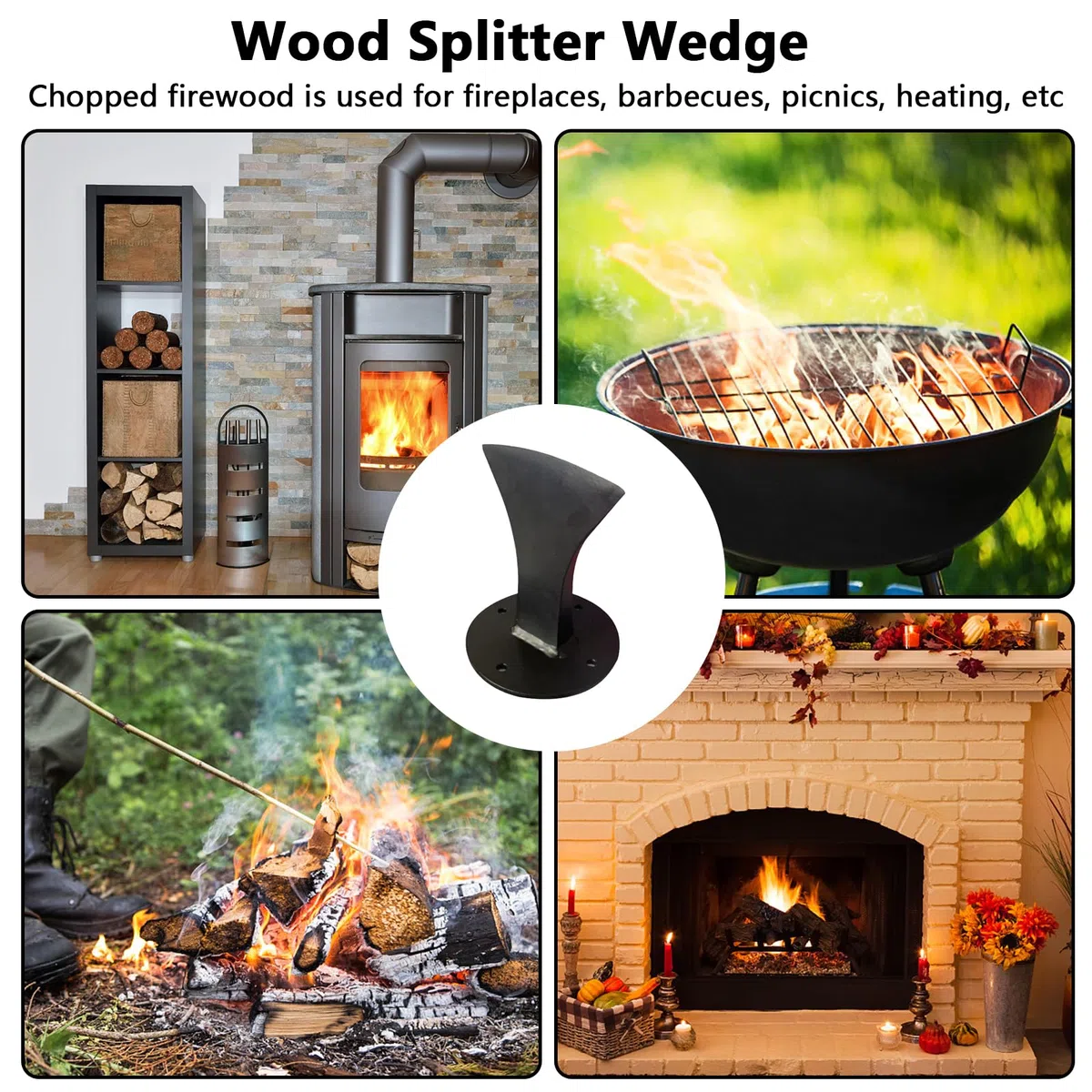 Divisor de Leña, Firewood Splitter,Divisor de Cuña de Madera Rápida, Herramienta de División Resistente,Divisor de Leña Pequeño,Divisor de Troncos Manual para Estufa de Leña Pequeña para Chimenea
