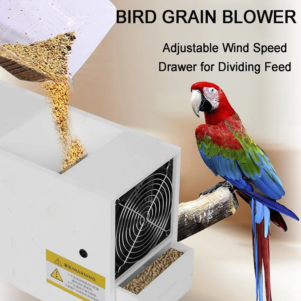 Máquina limpiadora de semillas para pájaros, divisor de cáscara soplada con ventilador de velocidad ajustable, separador de granos de acero inoxidable para mijo, granos varios, semillas de melón