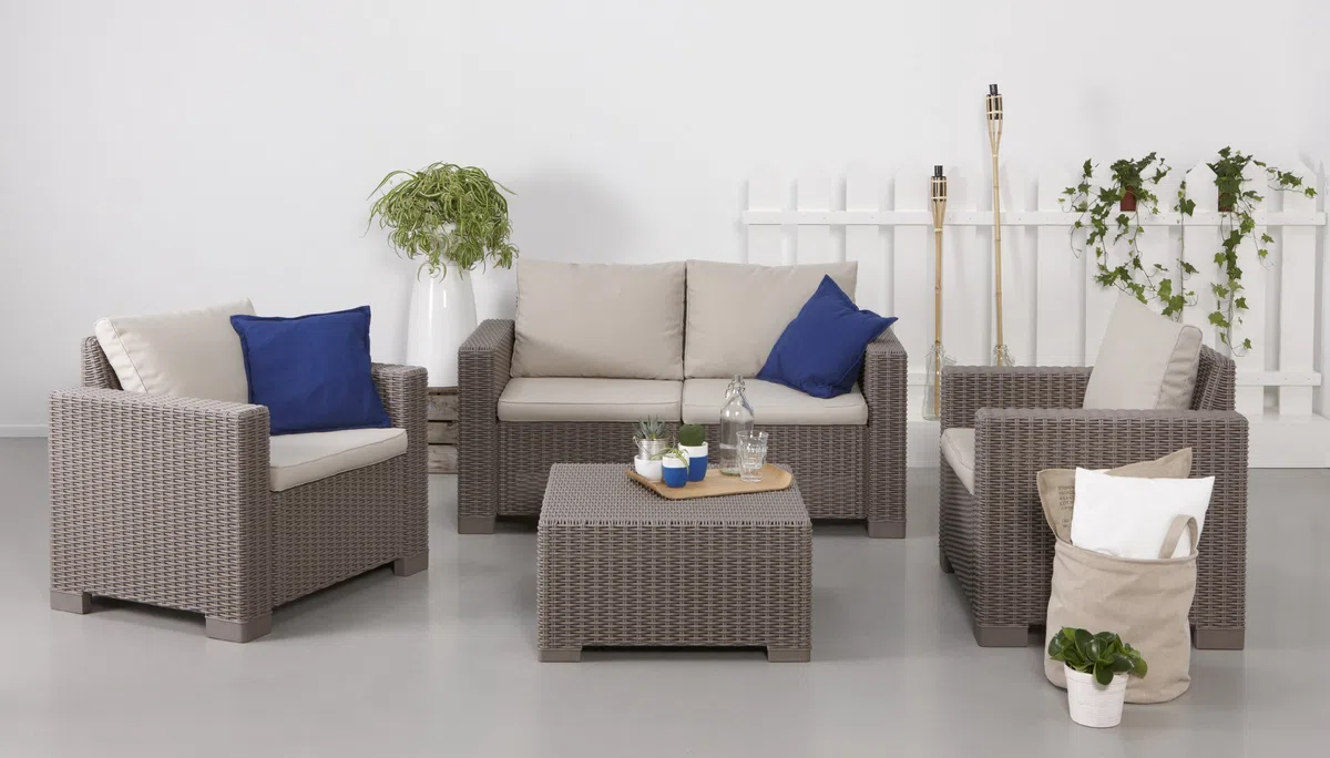 Allibert M292690 - Sofa Ratan Resina 2 plazas California Set Cappuccino