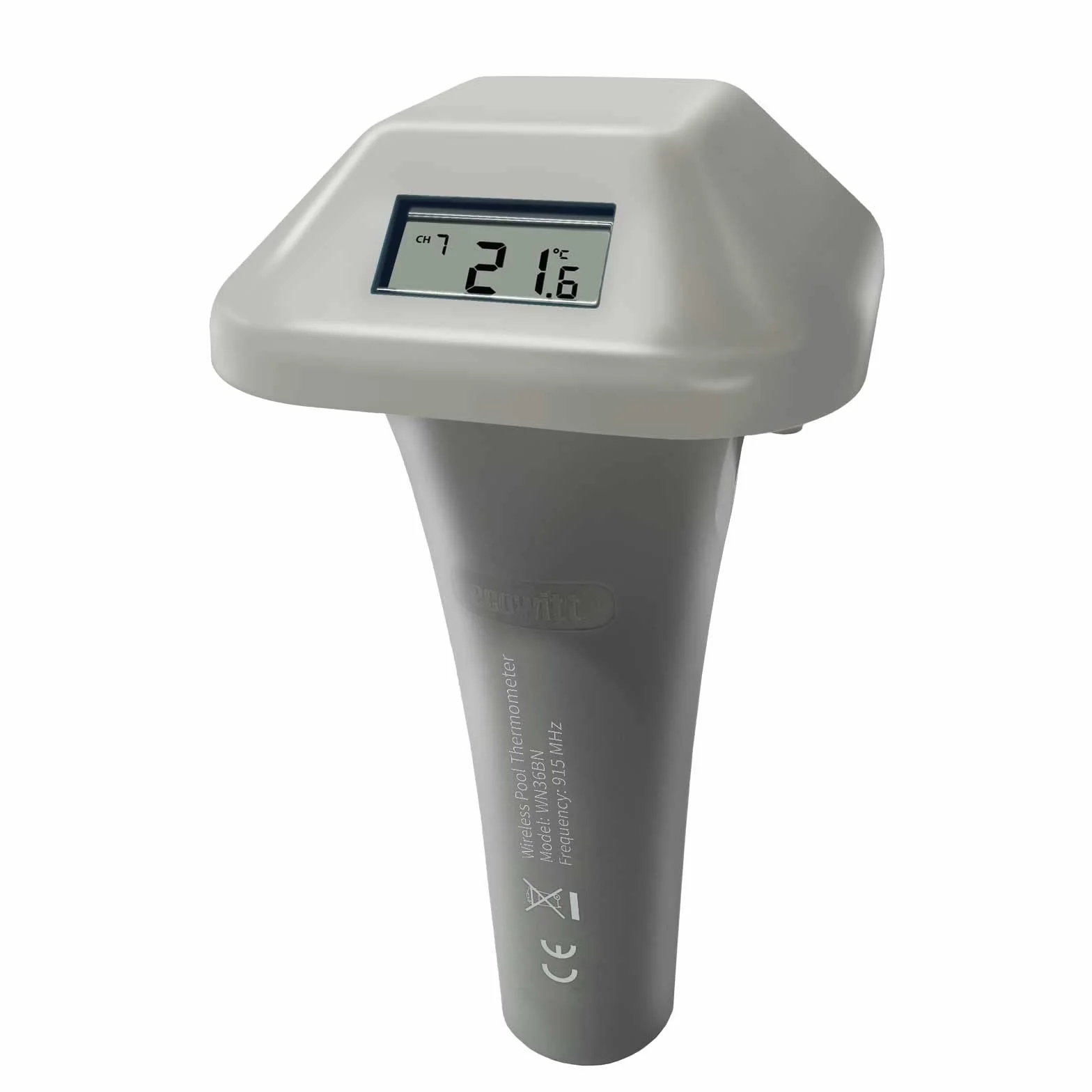 Ecowitt Termómetro de piscina WN36, flotante de fácil lectura, inalámbrico para piscina, spa y jacuzzi, compatible con multicanal GW1100/GW2000 868 MHZ
