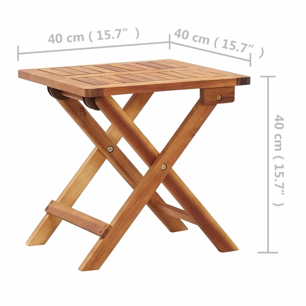 vidaXL Mesa Plegable de Centro de Jardín Rectangular Mueble para Exterior Patio Terraza Mesa de Café Merienda Color Natural Madera Maciza Acacia