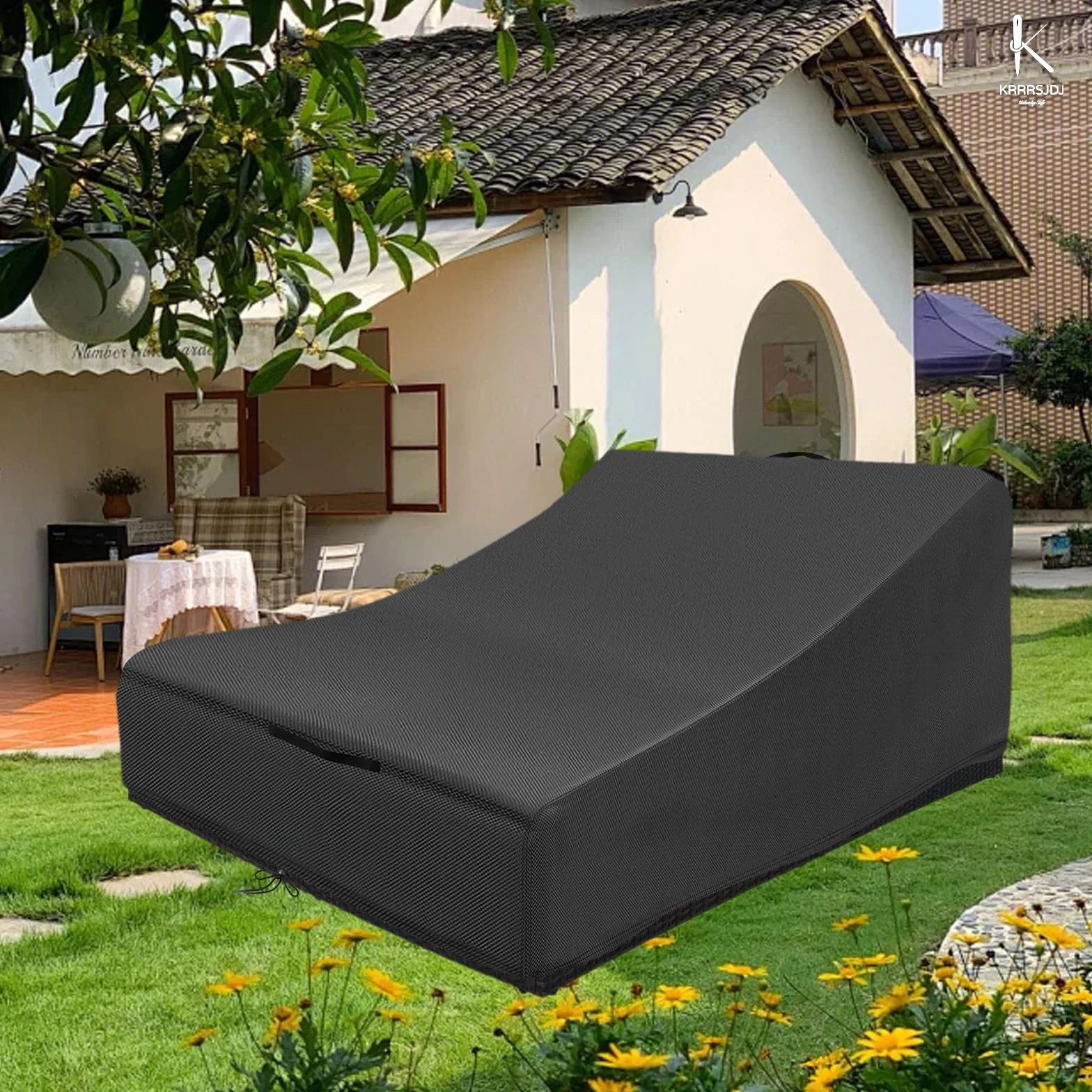 Funda para Tumbonas para 2 Personas Impermeable,Cubierta Protectora Doble Tumbona Anti Viento,Tumbona Jardin Cubierta Protectora Contra con Cordón y Asas,Tela Oxford 420D (210*160*40/90cm,Negro)