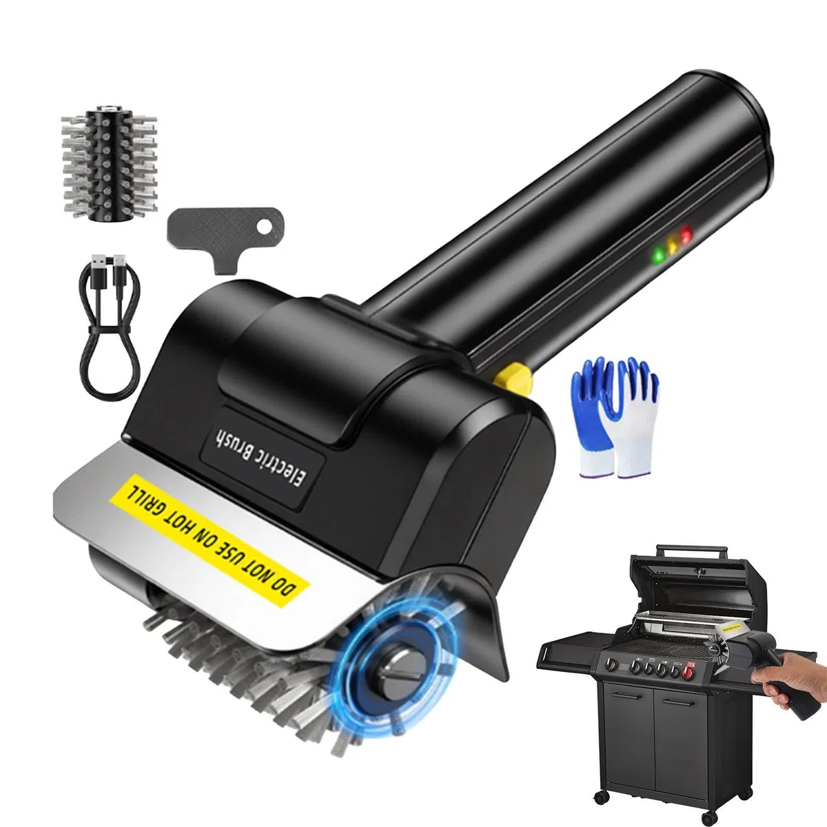Cepillo eléctrico Parrilla | Limpiador Parrilla eléctrico Mejorado 2026 | Cepillos Recargables Parrillas Barbacoa cerdas Alambre | Accesorios automáticos Impermeables Limpiador BBQ para Aire Libres