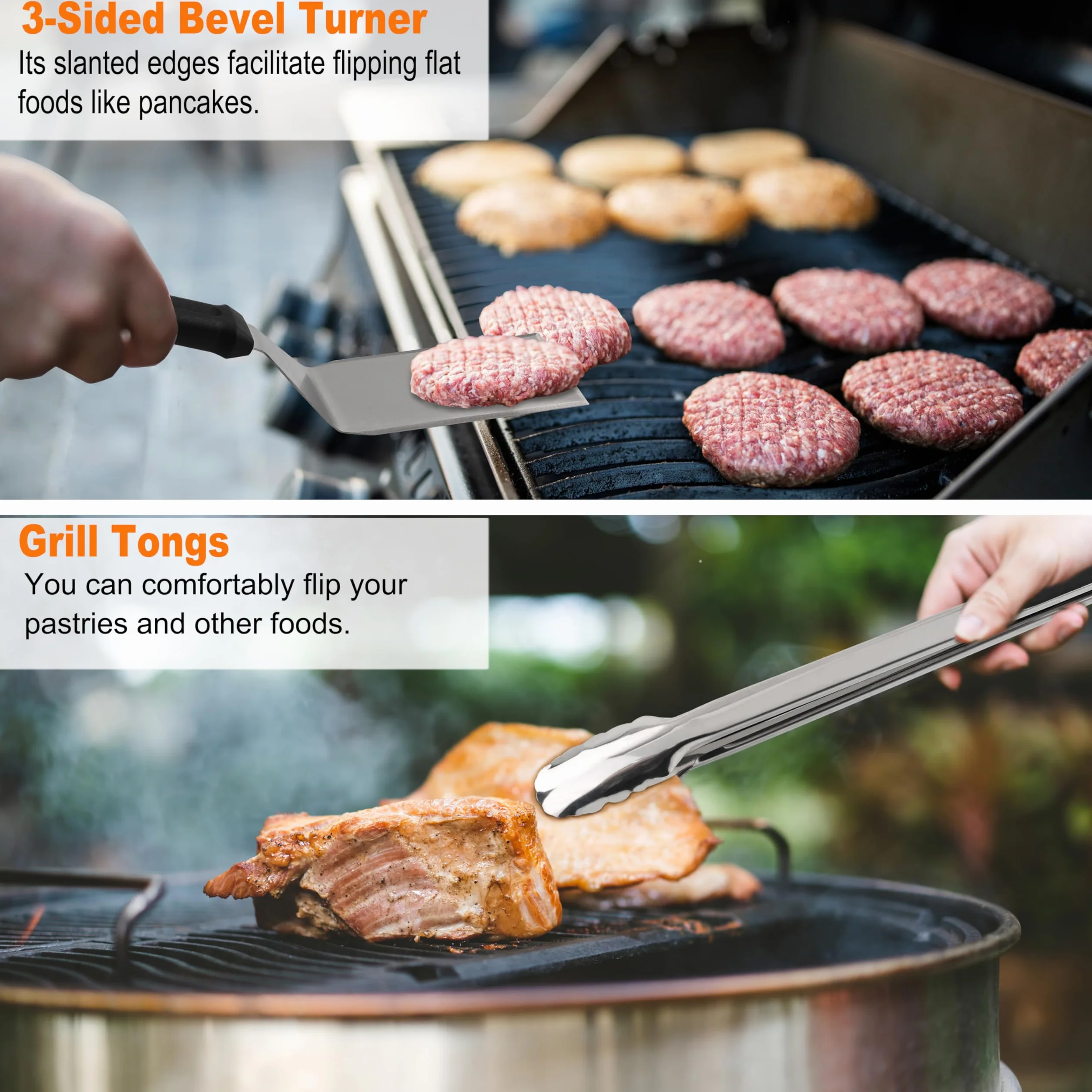 grilljoy Kit de Accesorios Barbacoa de Acero Inoxidable, Juego de Utensilios Barbacoa, Kit Smash Burger, Espátulas para Plancha, Smash Burger Press, 28 Kit Utensilios Barbacoa para Hombres