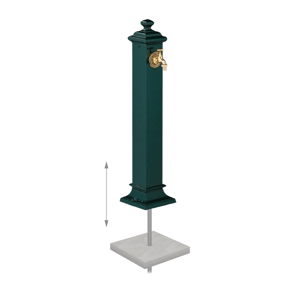 Relaxdays Fuente de Agua de Estilo Antiguo, con Grifo Jardín, 86x19x23 cm, Terraza, Patio, Decorativa, Verde Oscuro