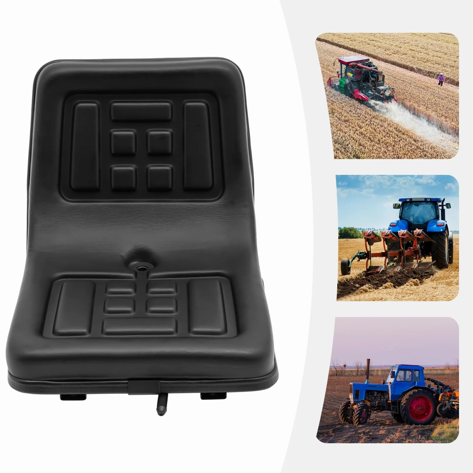 Asiento universal de tractor de poliuretano con rieles horizontal ajustable 36 x 35 x 30 cm para carretillas elevadoras, excavadoras, cortadoras de césped y volquetes