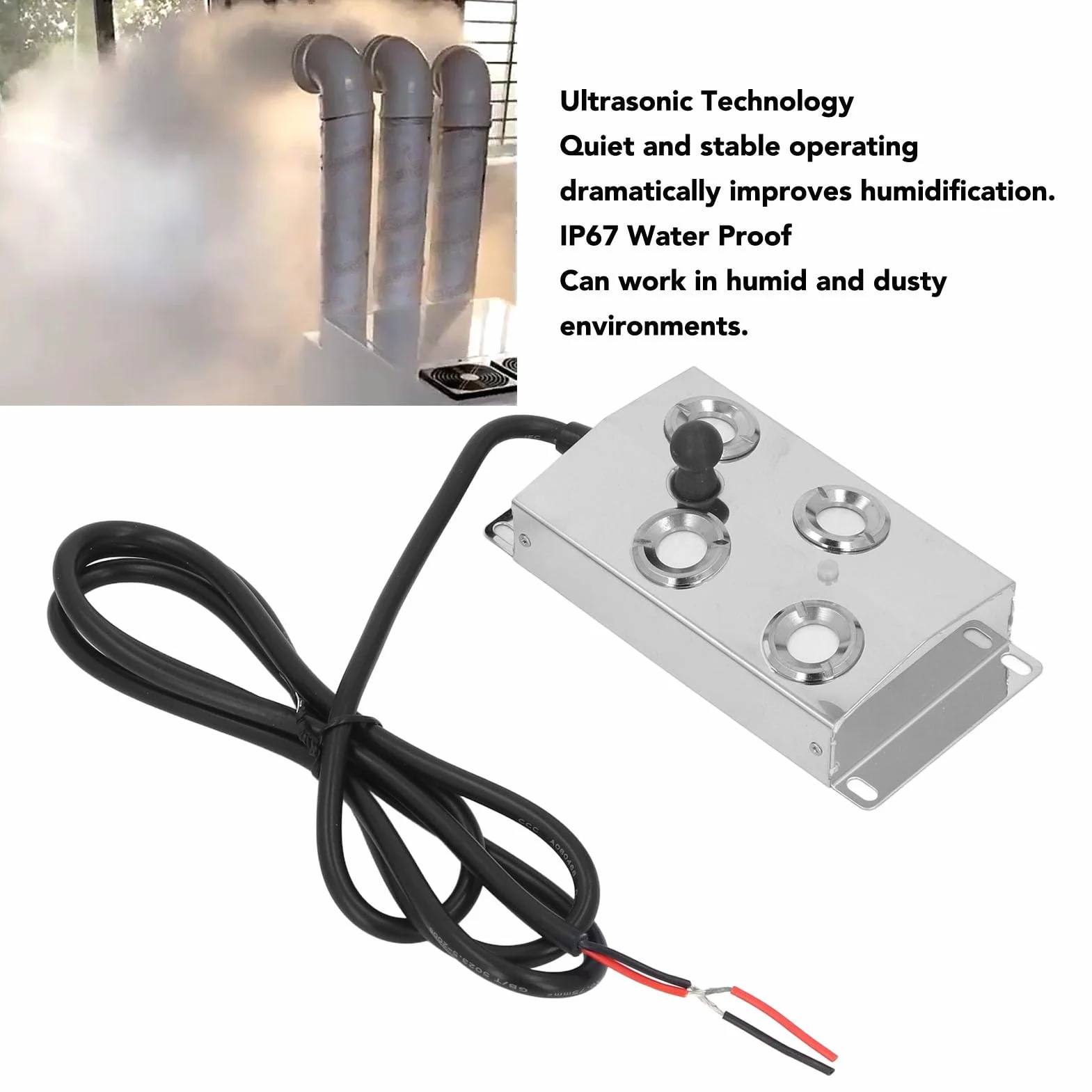 Jectse Fogger Ultrasónico 4 Cabezas, 4.5L H IP67 Pond Agua Pond Fogger, 1,7MHz Oscilación Electrónica Humidificador de Fabricantes de Niebla Ultrasónica, para Estanques, Invernadero, Roca